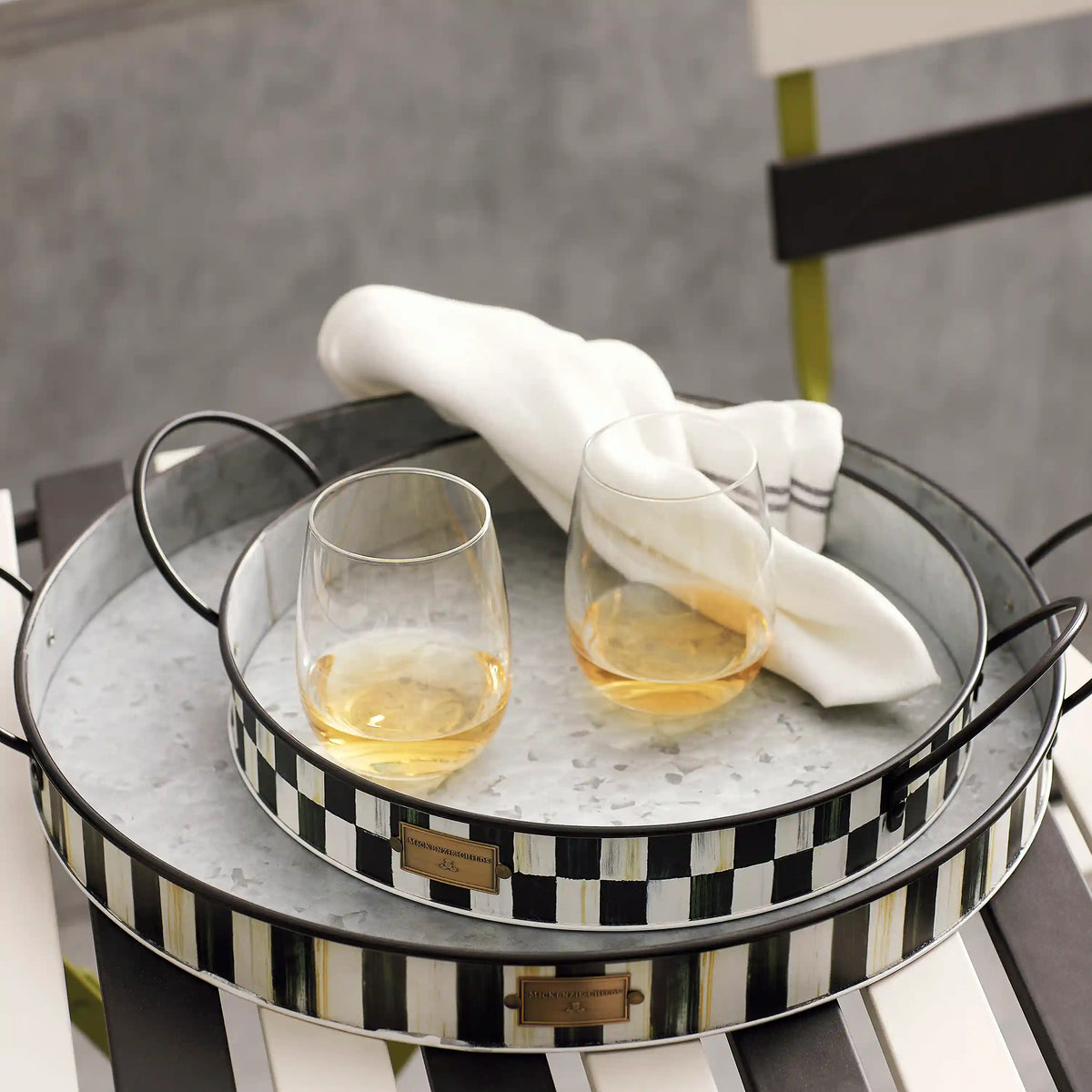 Rosy Stripe Serving Trays, Set of 2