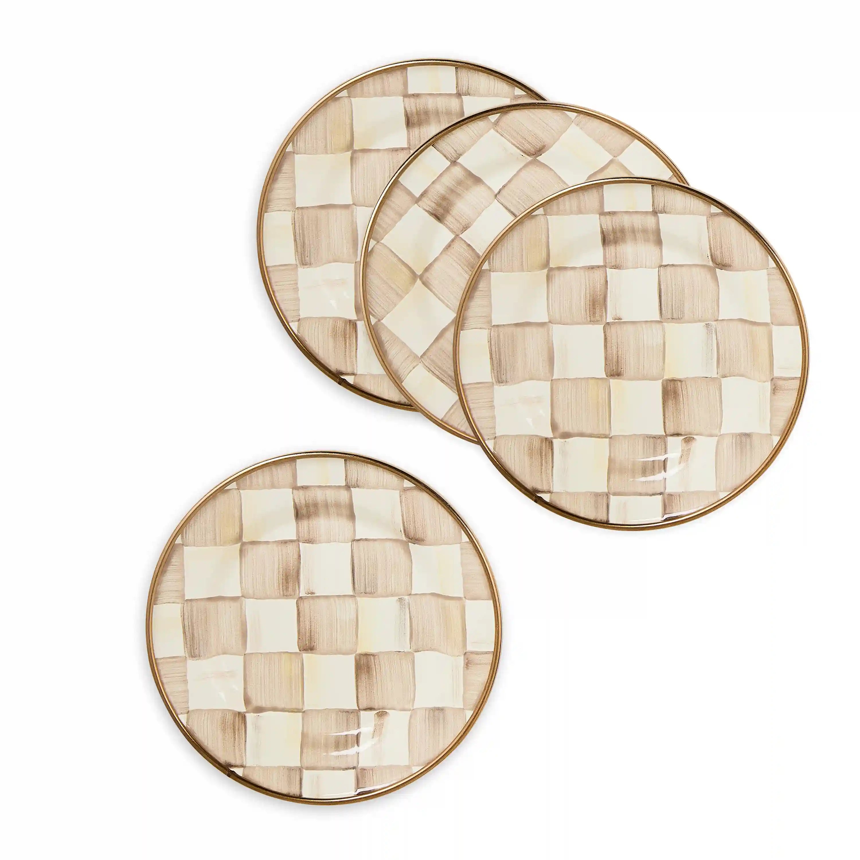Sterling Check Appetizer Plates, Set of 4