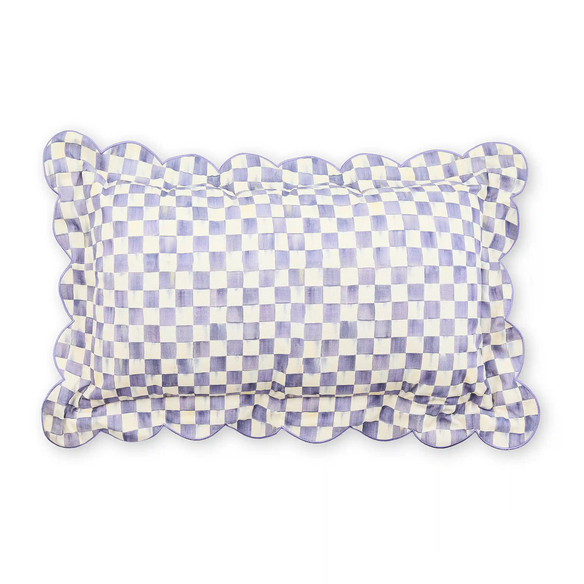 Violet Check Reversible Scalloped Throw Pillow