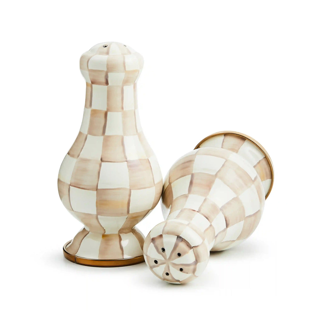 Violet Check Salt & Pepper Shakers