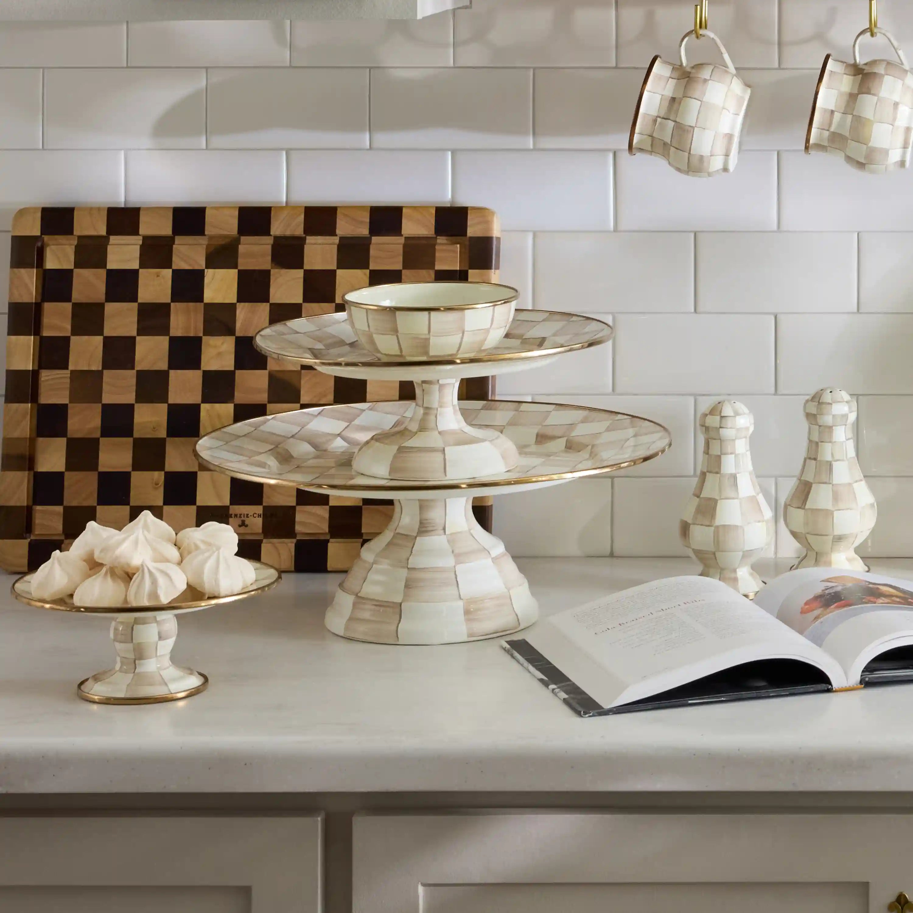 Sterling Check Mini Pedestal Platter