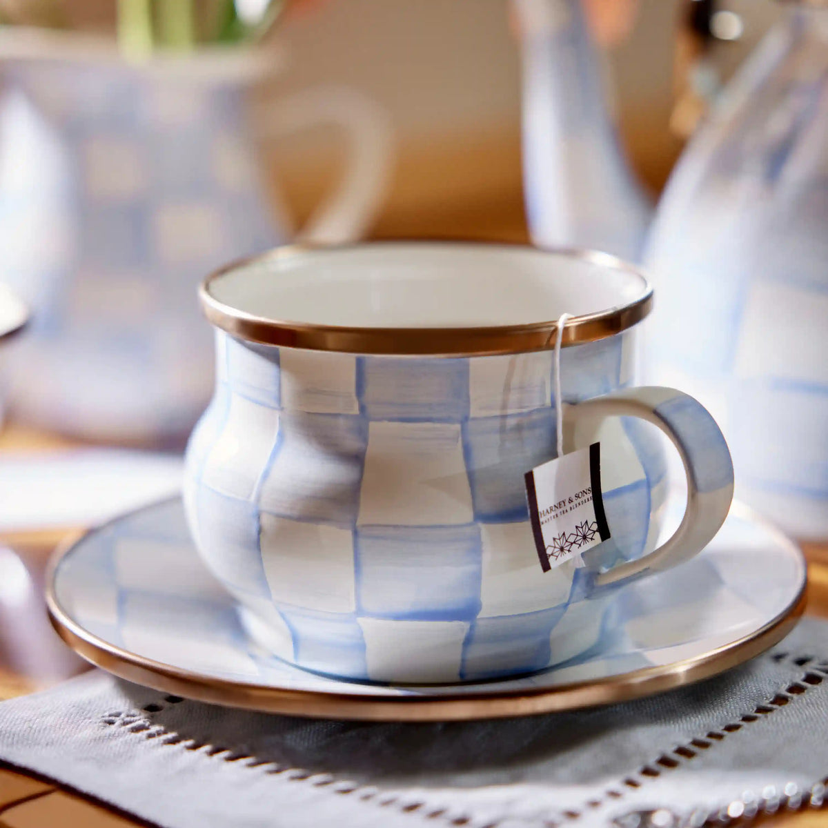Emerald Check Teacup