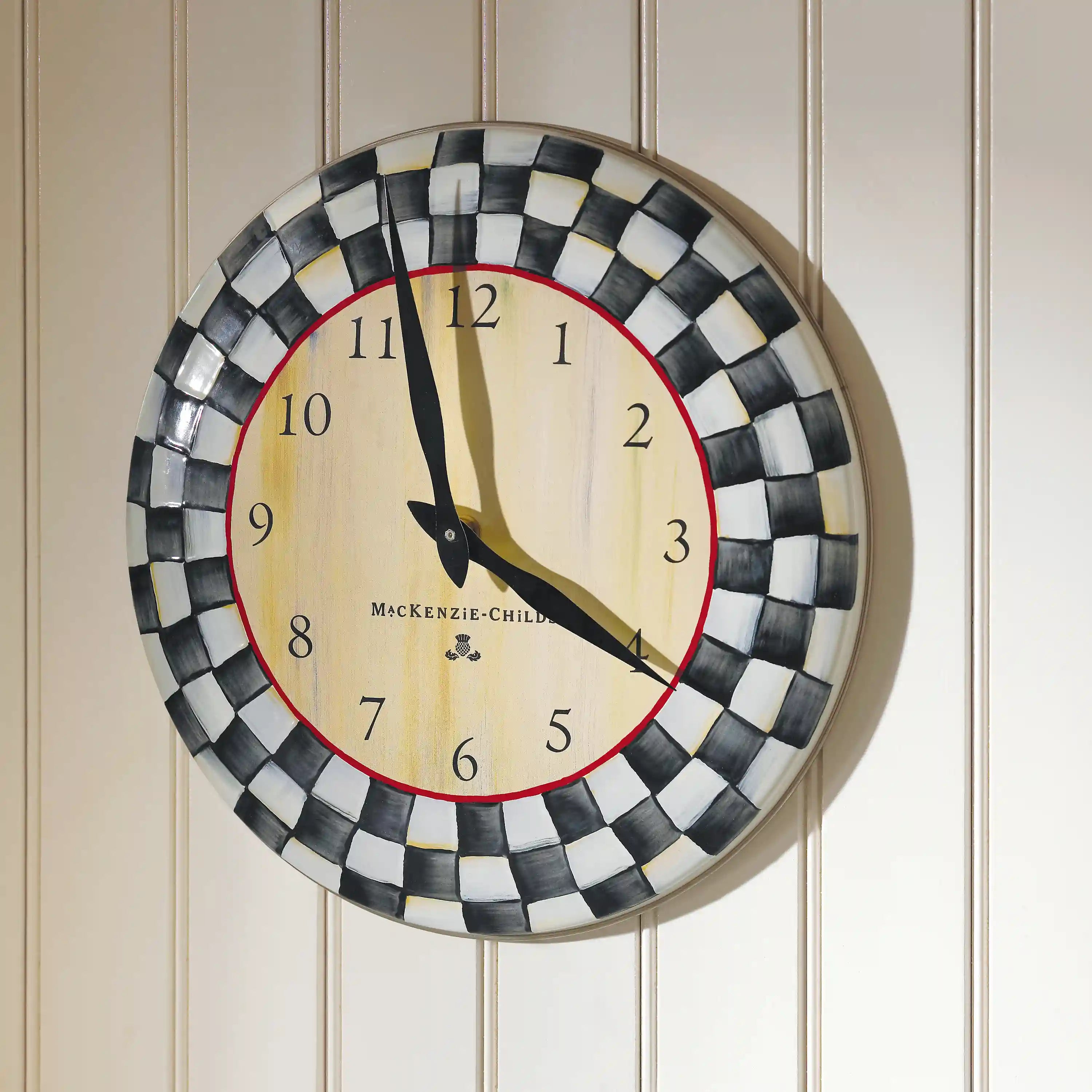 Violet Check Wall Clock
