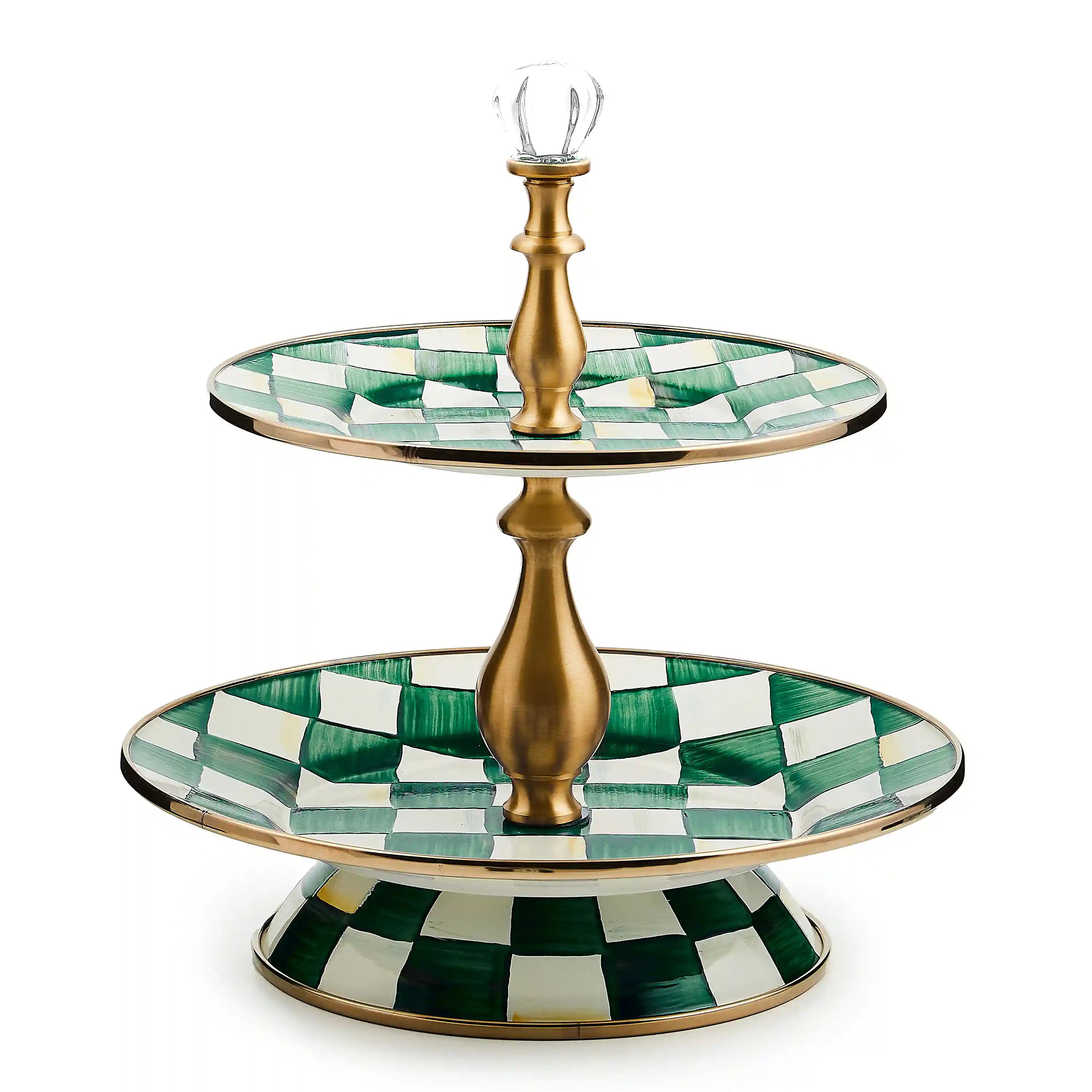 Sterling Check Two Tier Sweet Stand