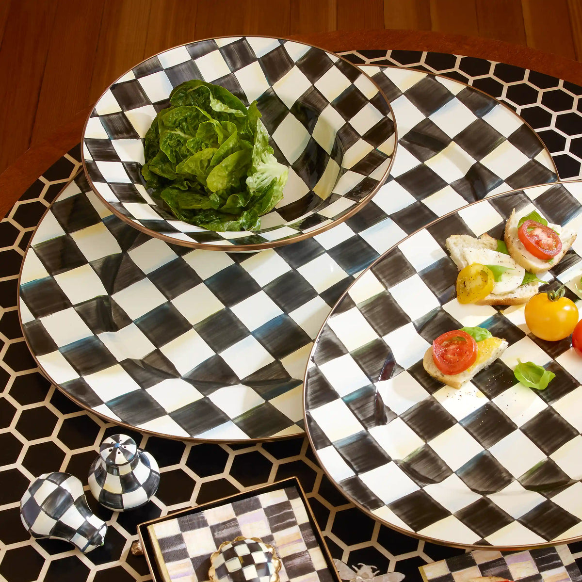 Mocha Check Large Oval Platter