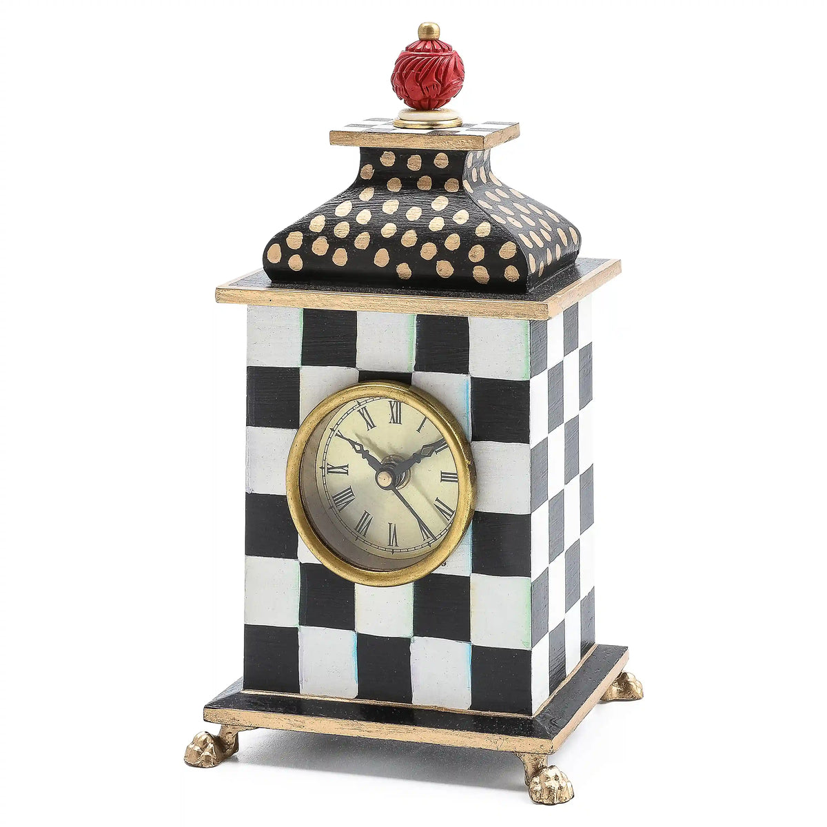 Mocha Check Desk Clock