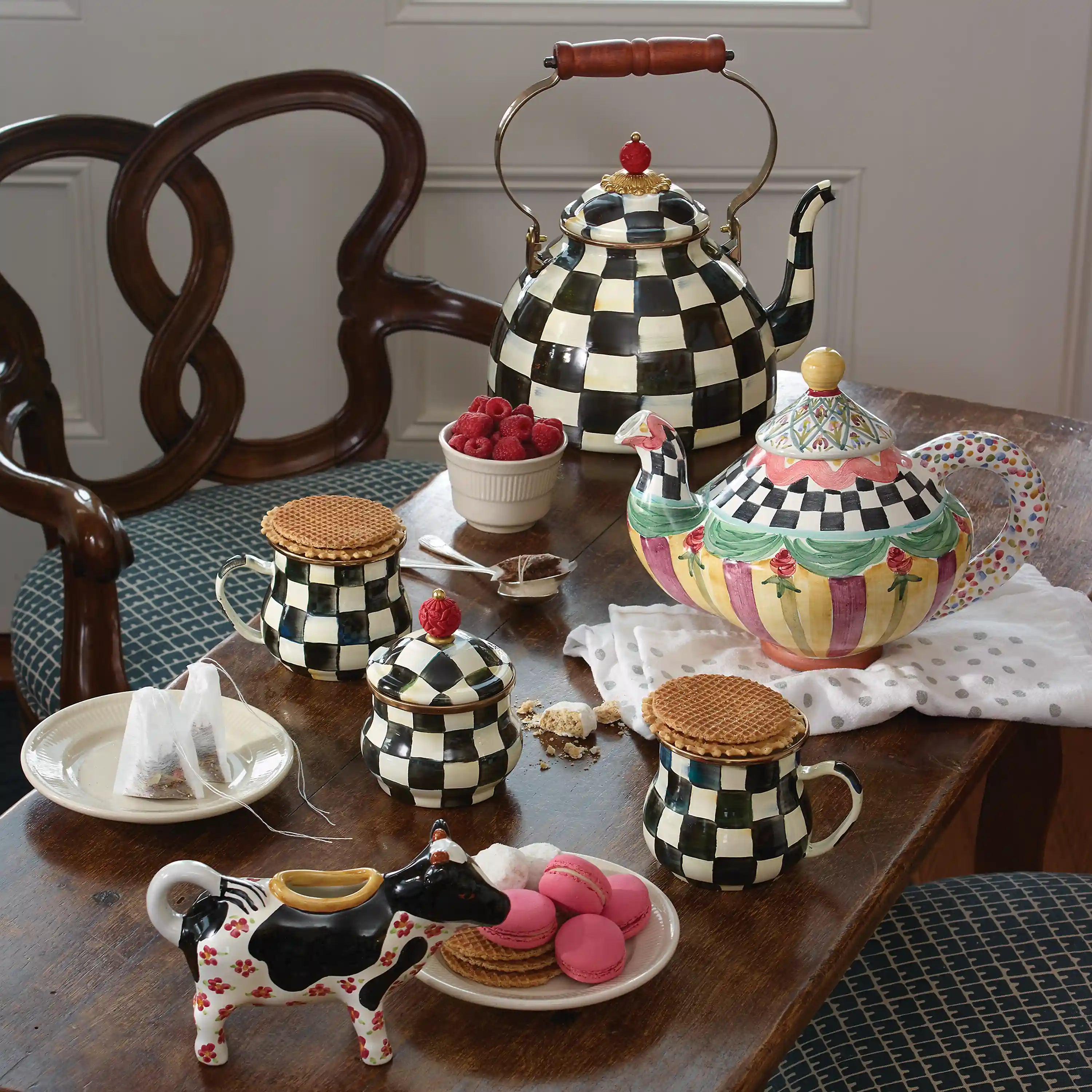 Violet Check Lidded Sugar Bowl