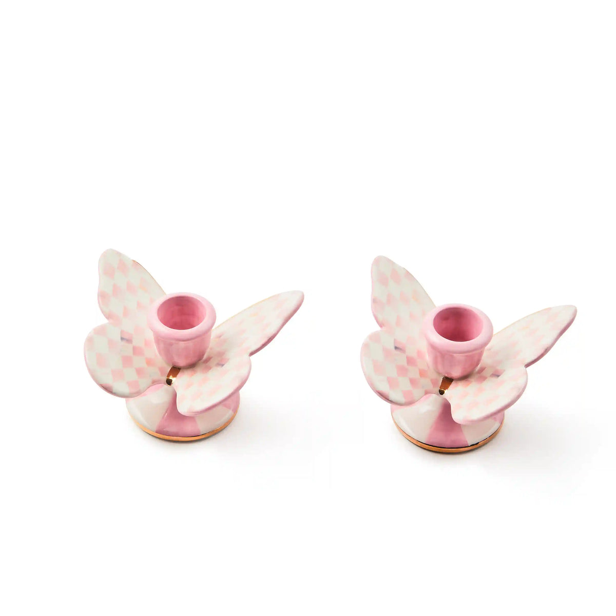 Courtly Check Butterfly Candle Holders, Set of 2