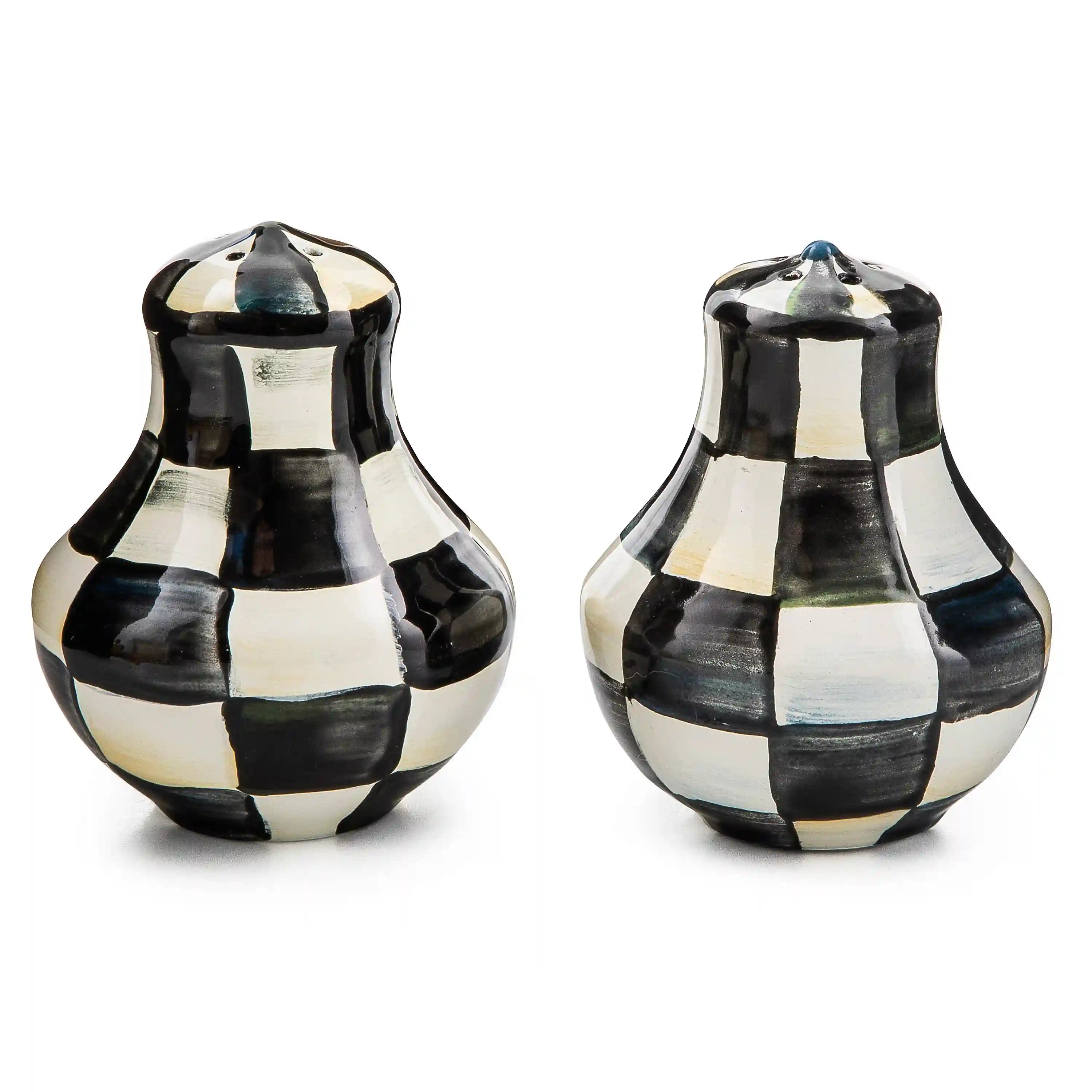 Emerald Check Large Salt & Pepper Shakers