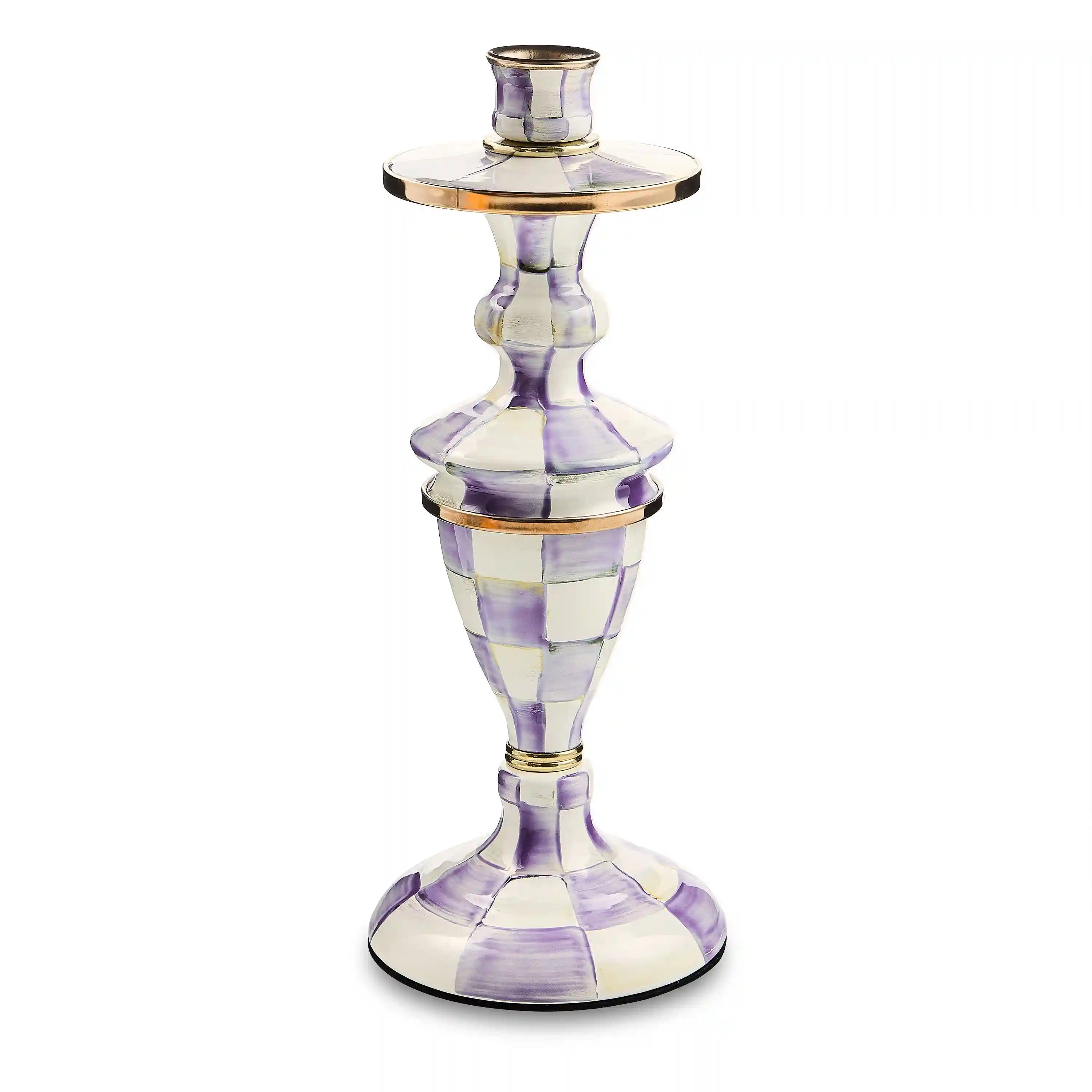 Mocha Check Small Candlestick