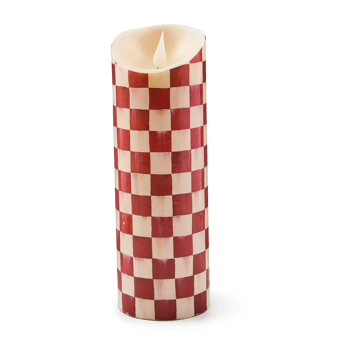 Emerald Check Flameless 5" Pillar Candle