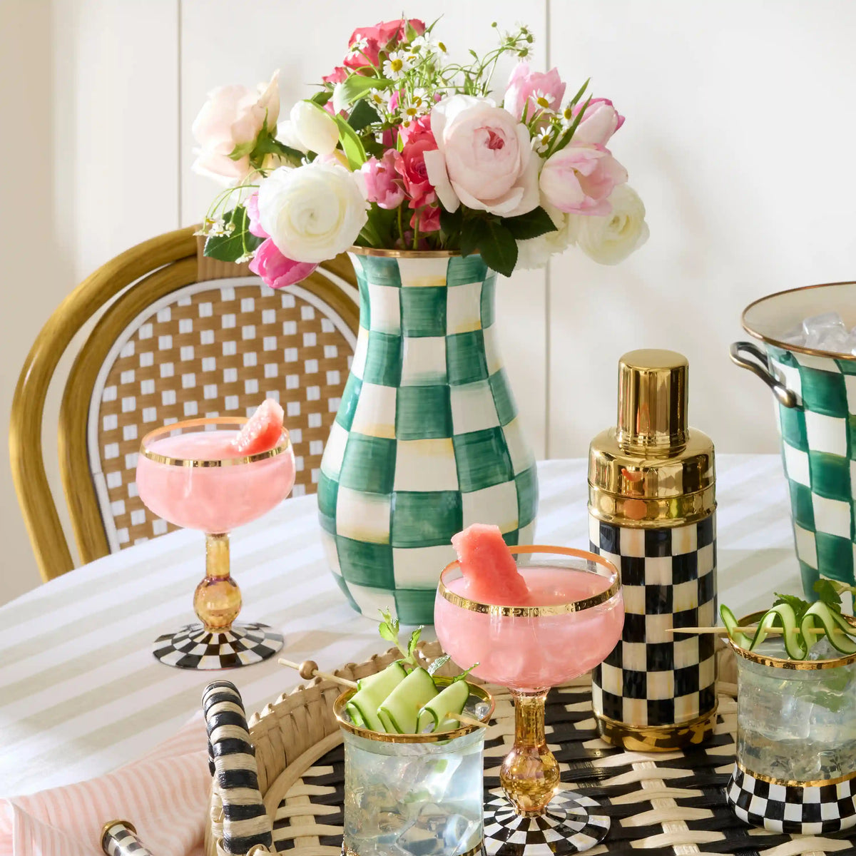 Sterling Check Tall Vase