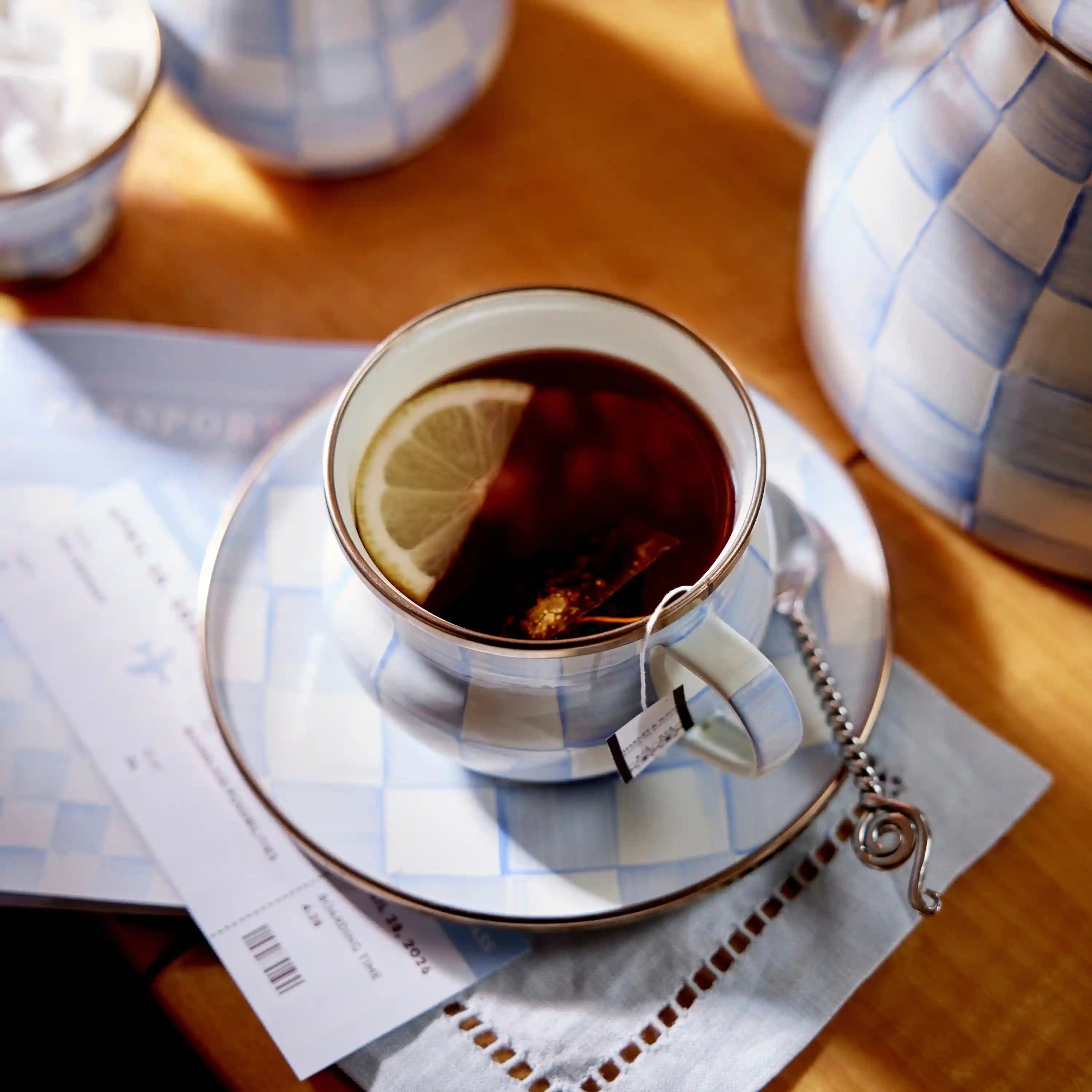 Mocha Check Teacup