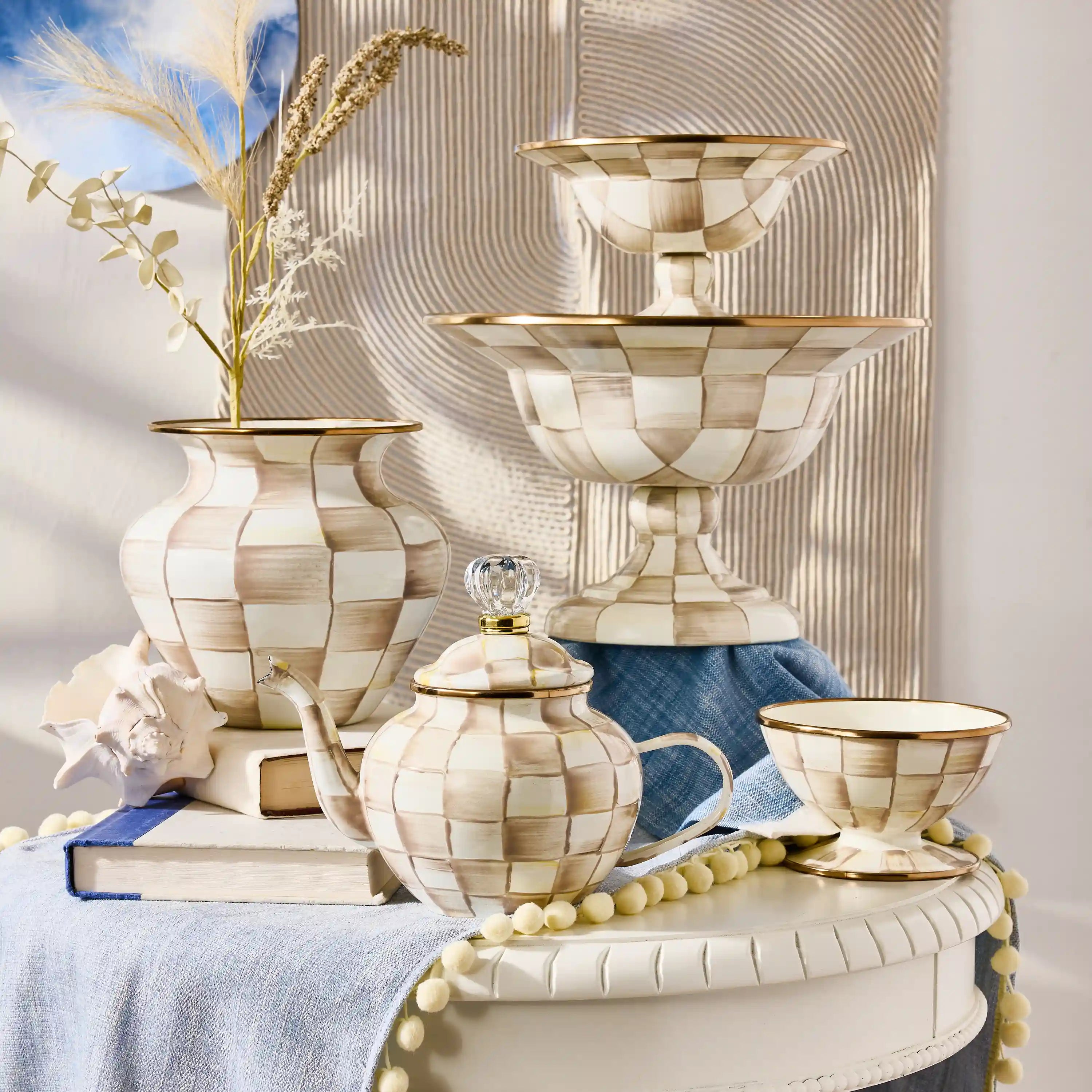 Violet Check Ice Cream Dish