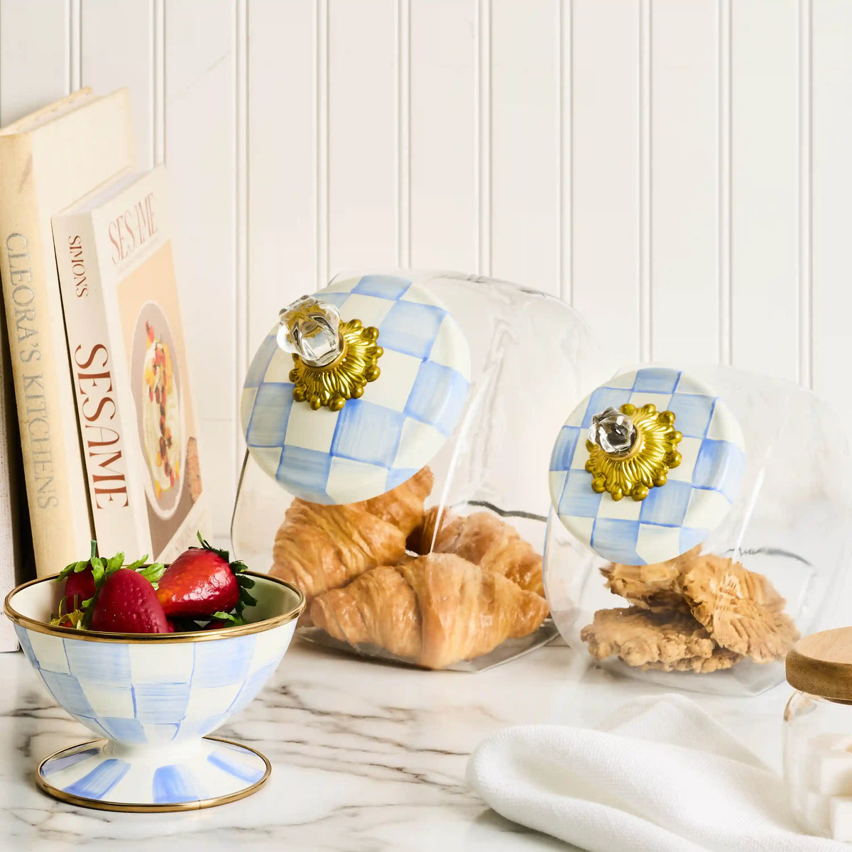 Cookie Jar with Sky Check Lid