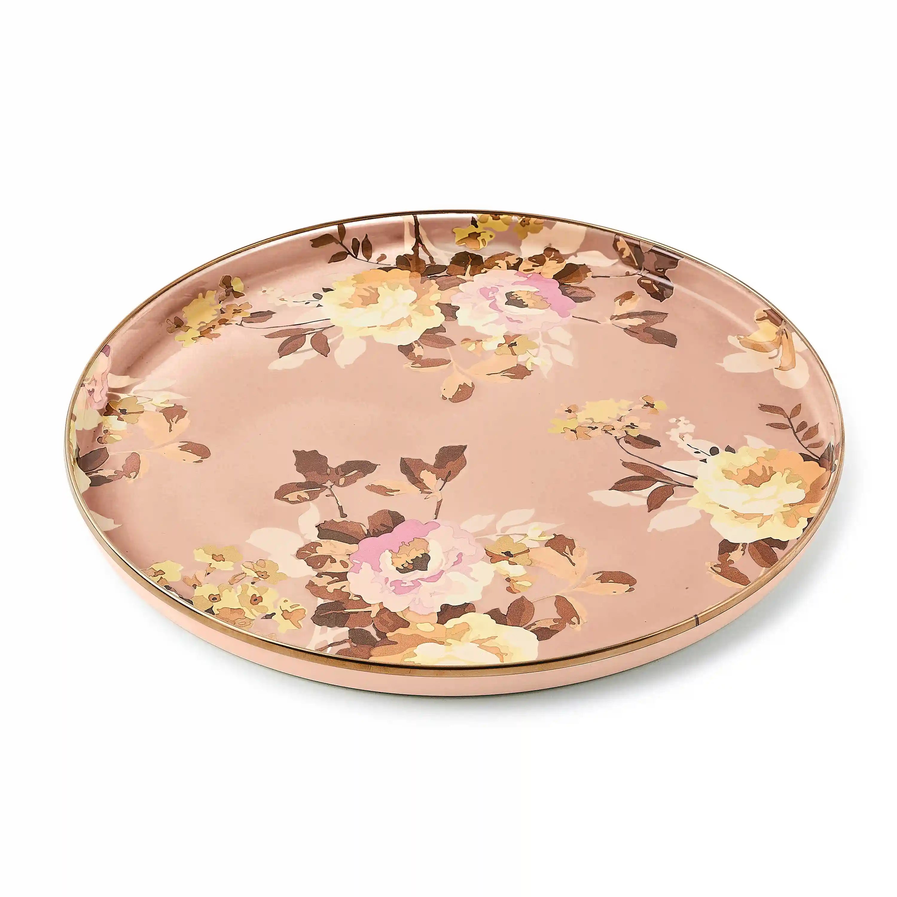 Wild Rose White Round Tray