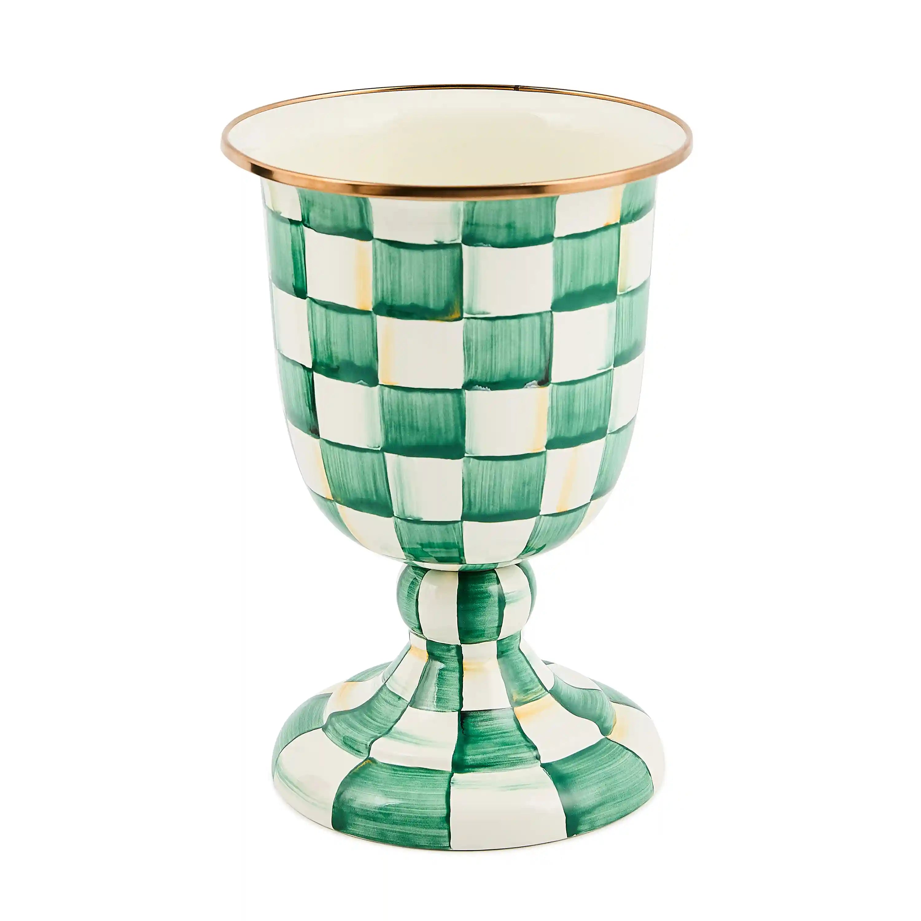 Mocha Check Pedestal Vase