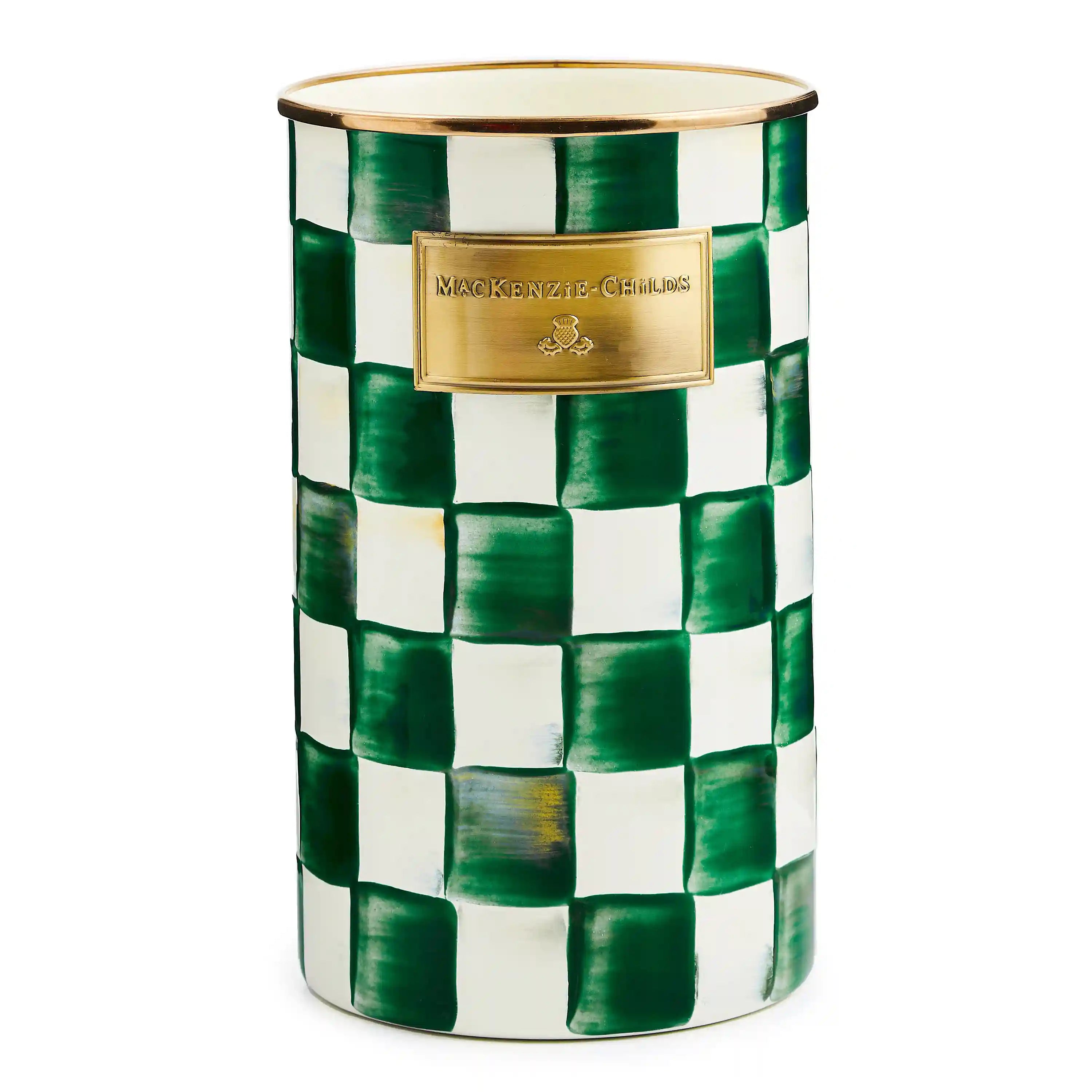 Mocha Check Utensil Holder