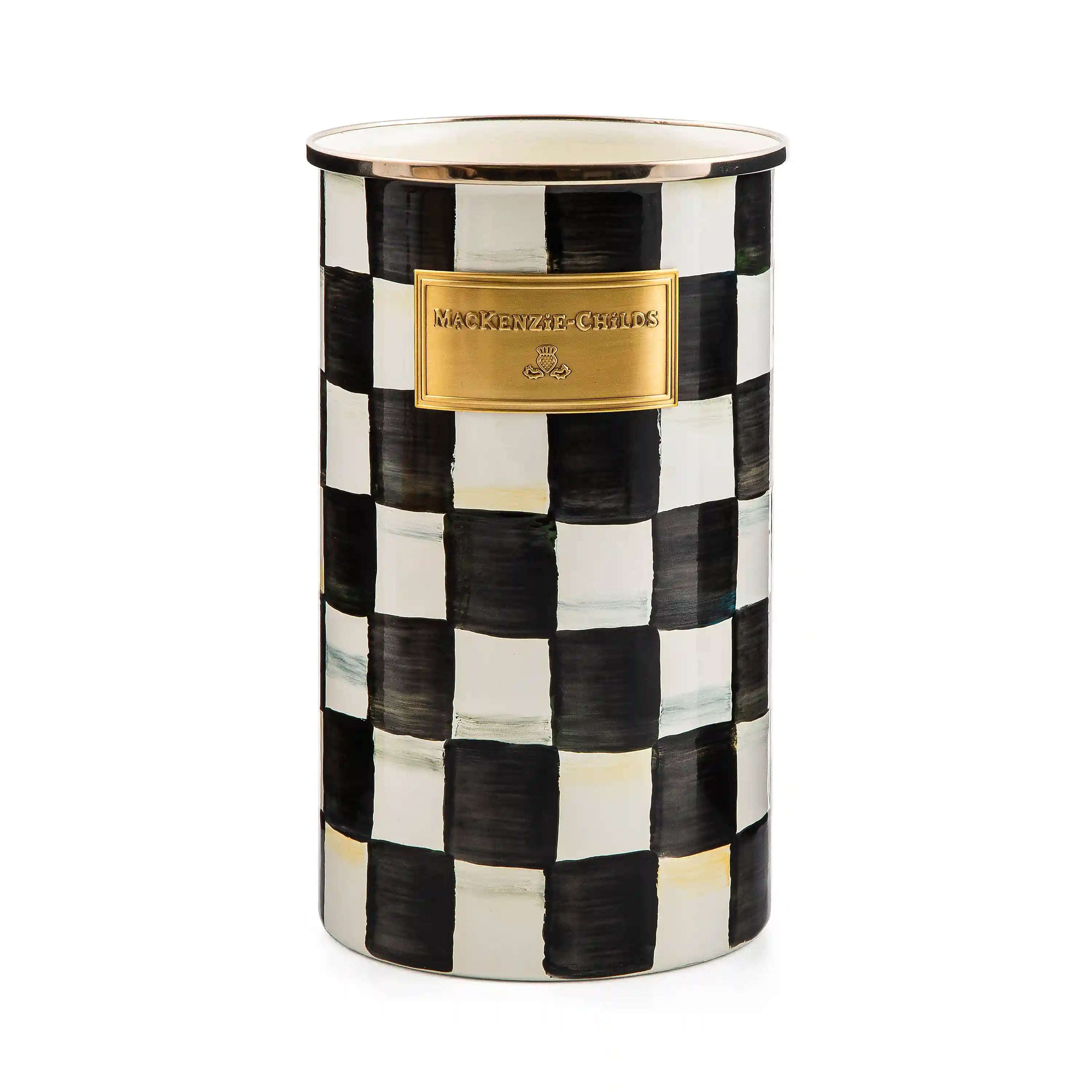 Violet Check Utensil Holder