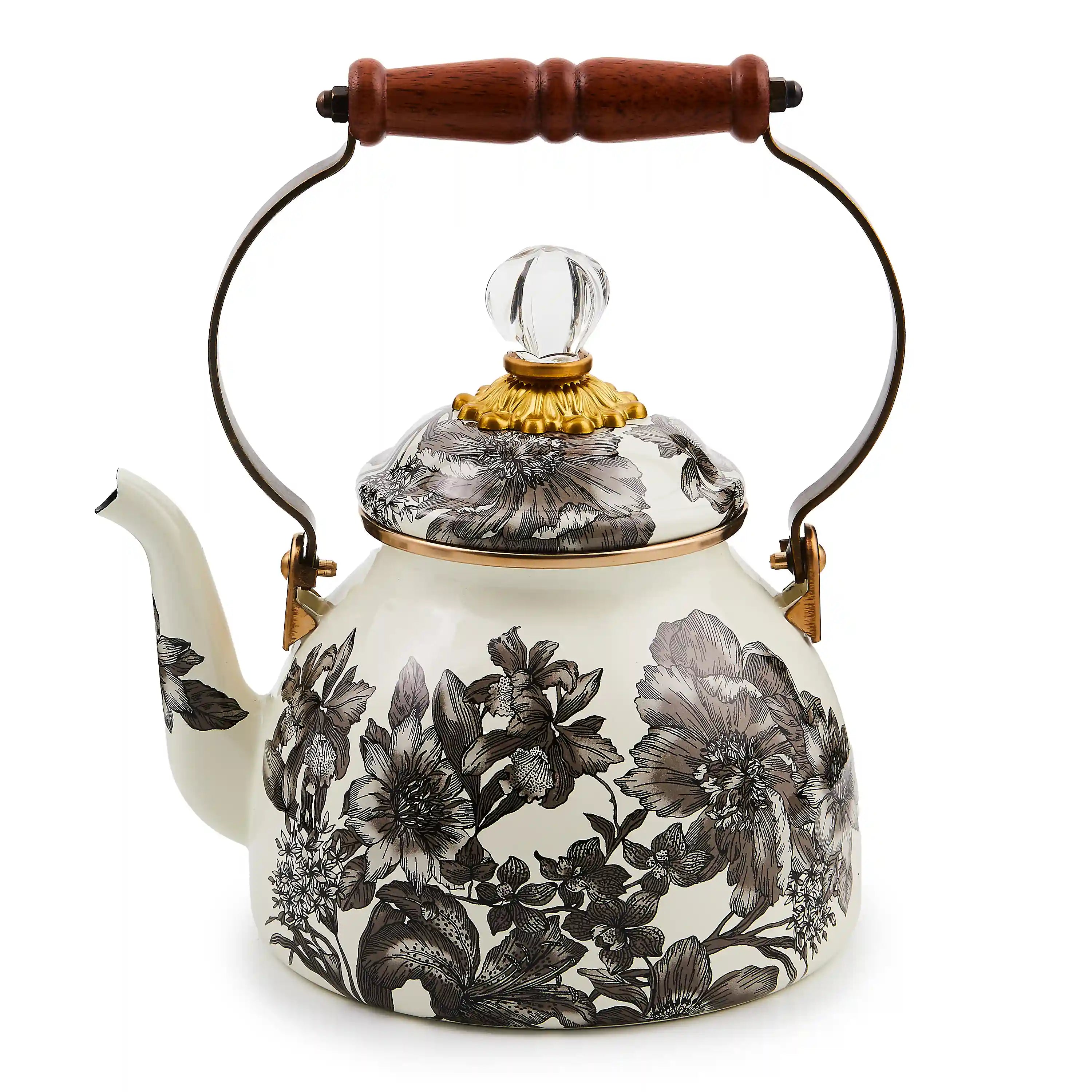 White Flower Market 2 Quart Tea Kettle