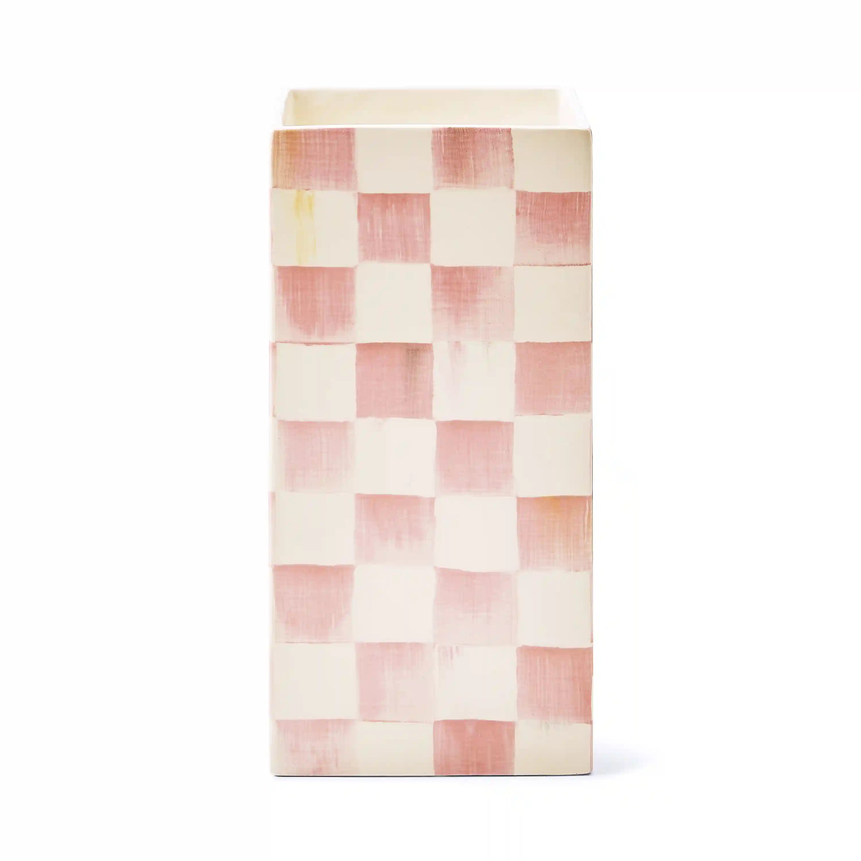 Mocha Check Pillar Vase