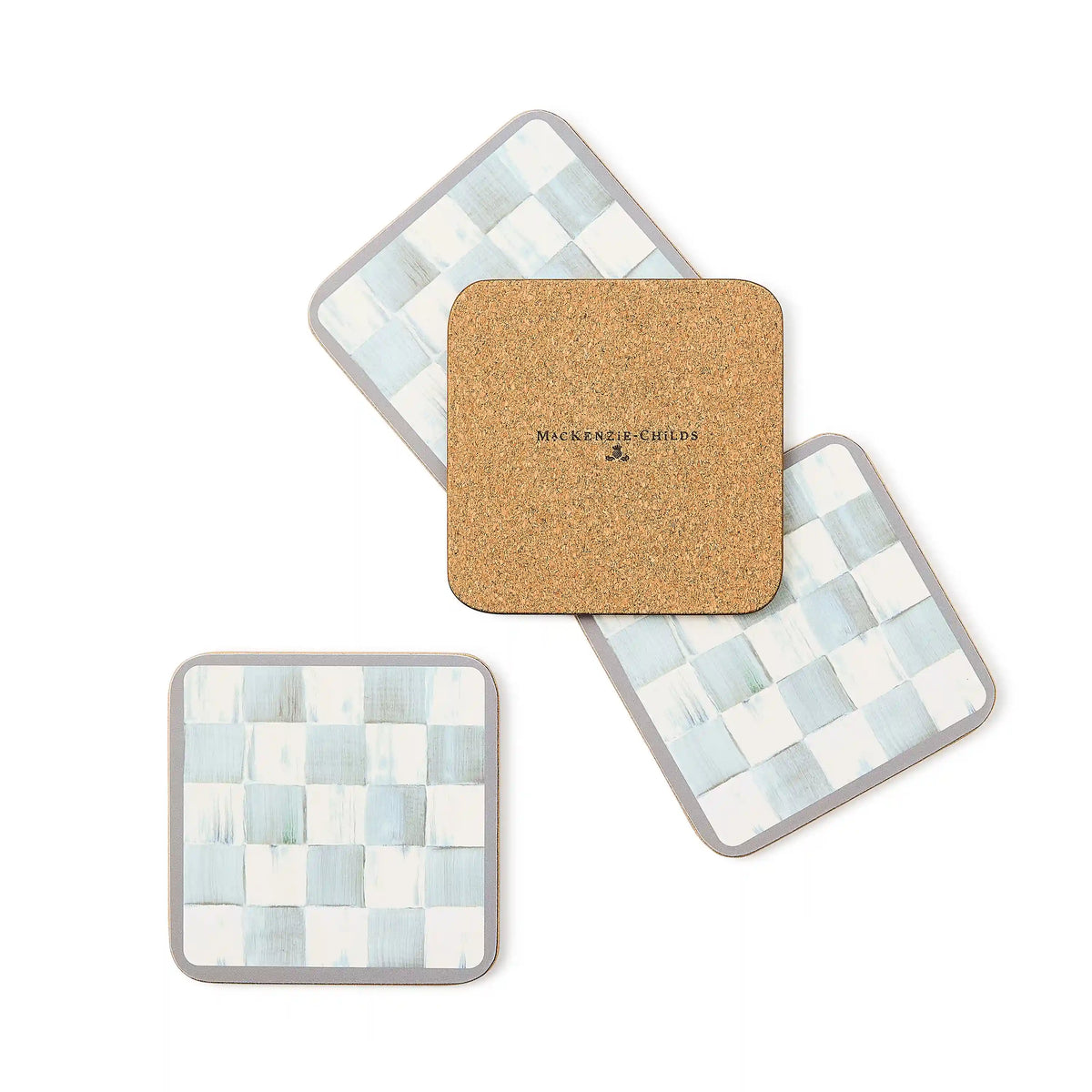 Rosy Check Cork Back Coasters, Set of 4