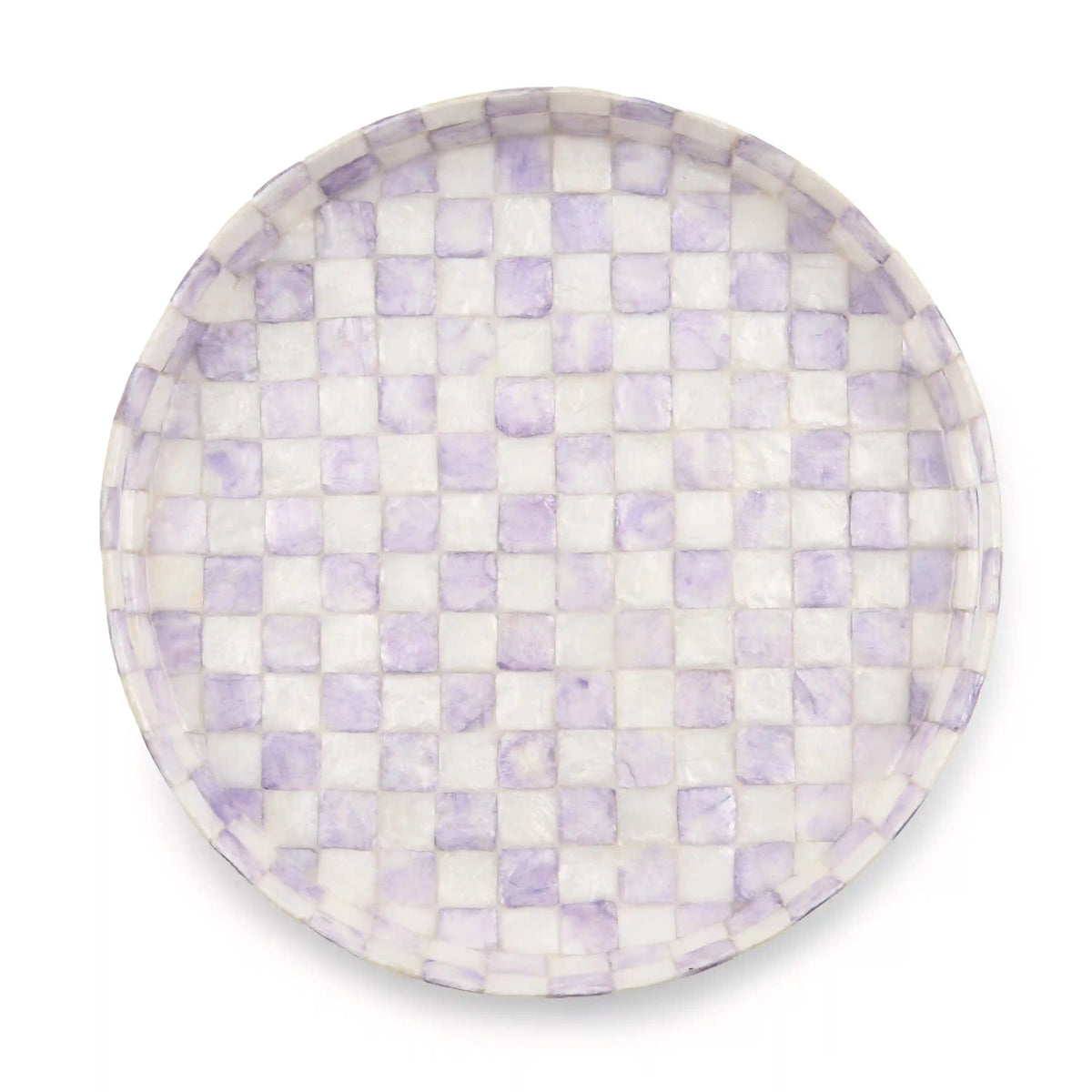Sterling Check Capiz Round Tray