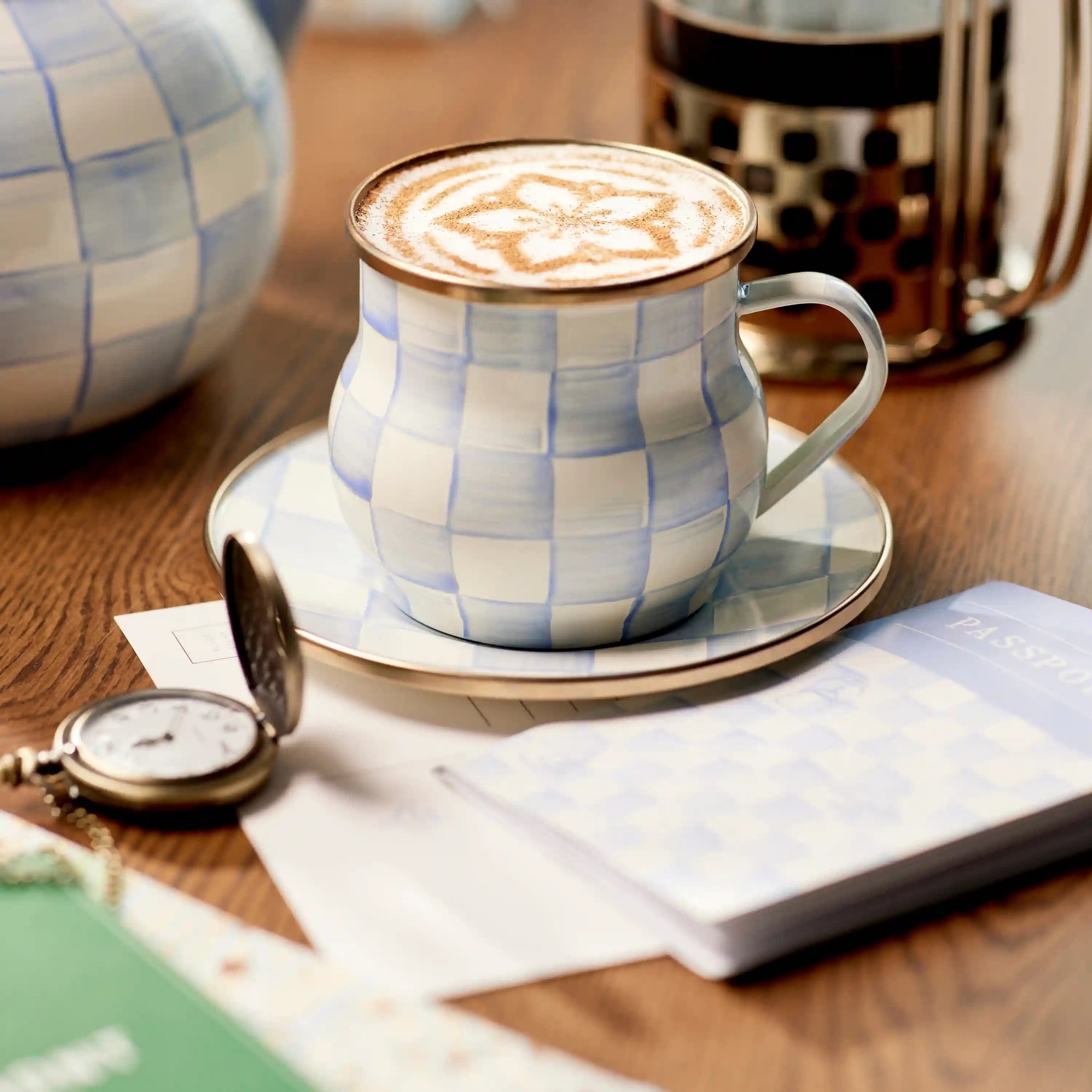 Mocha Check Saucer