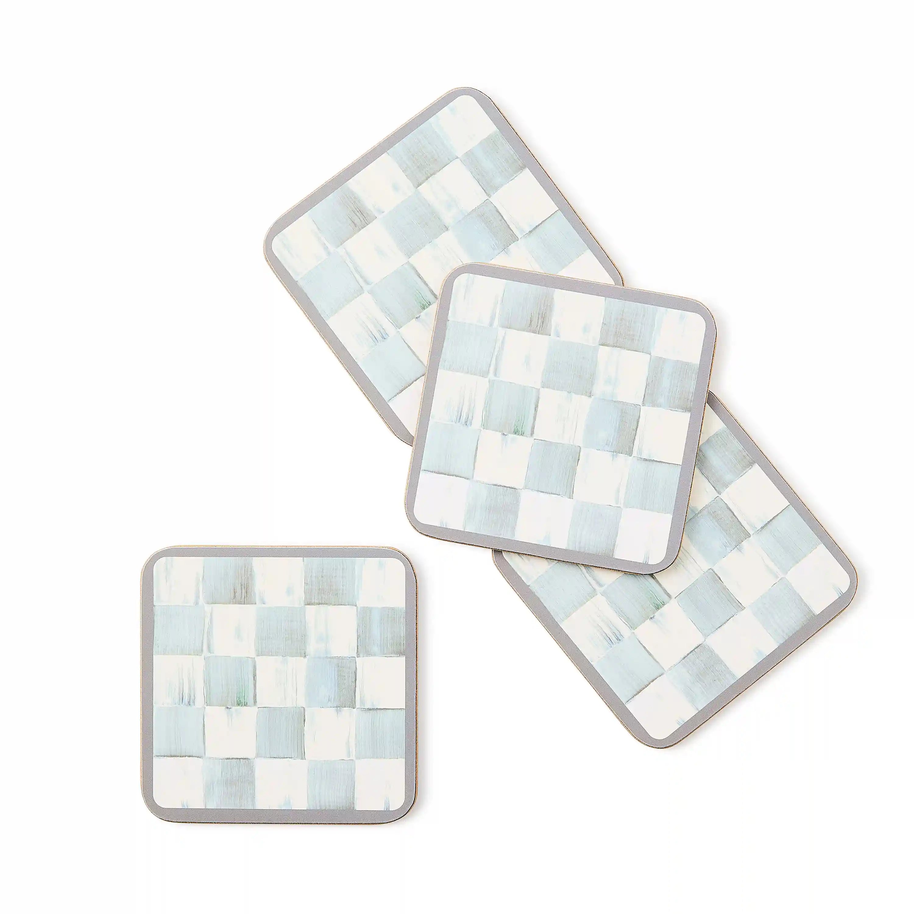 Mocha Check Cork Back Coasters, Set of 4