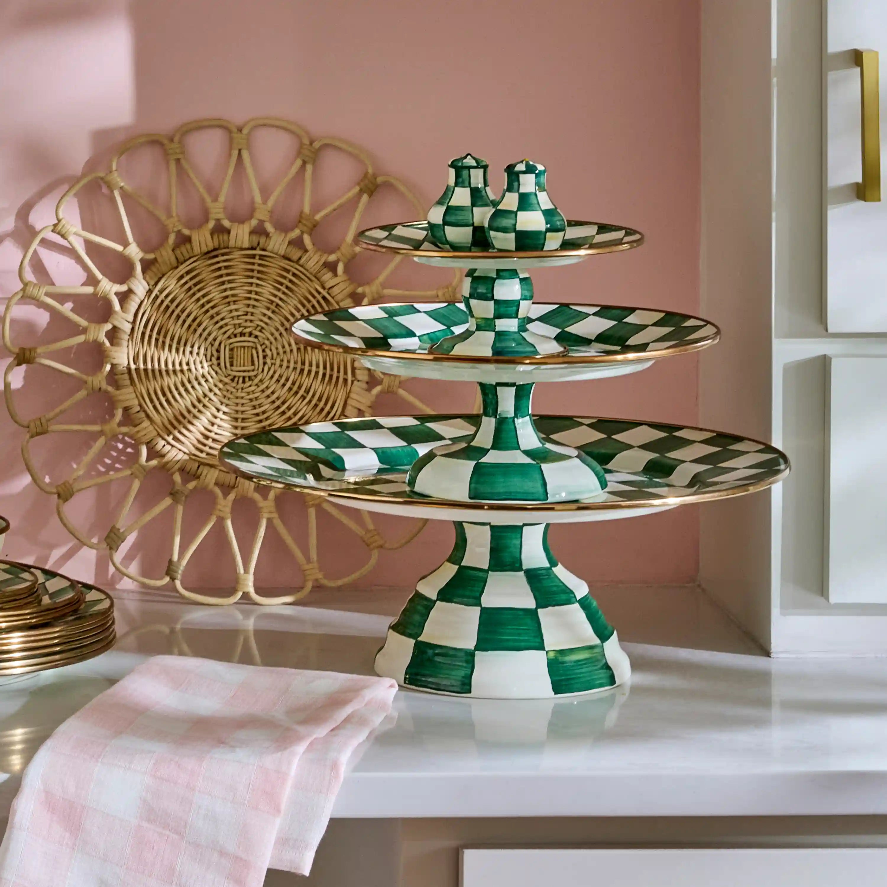 Sky Check Mini Pedestal Platter