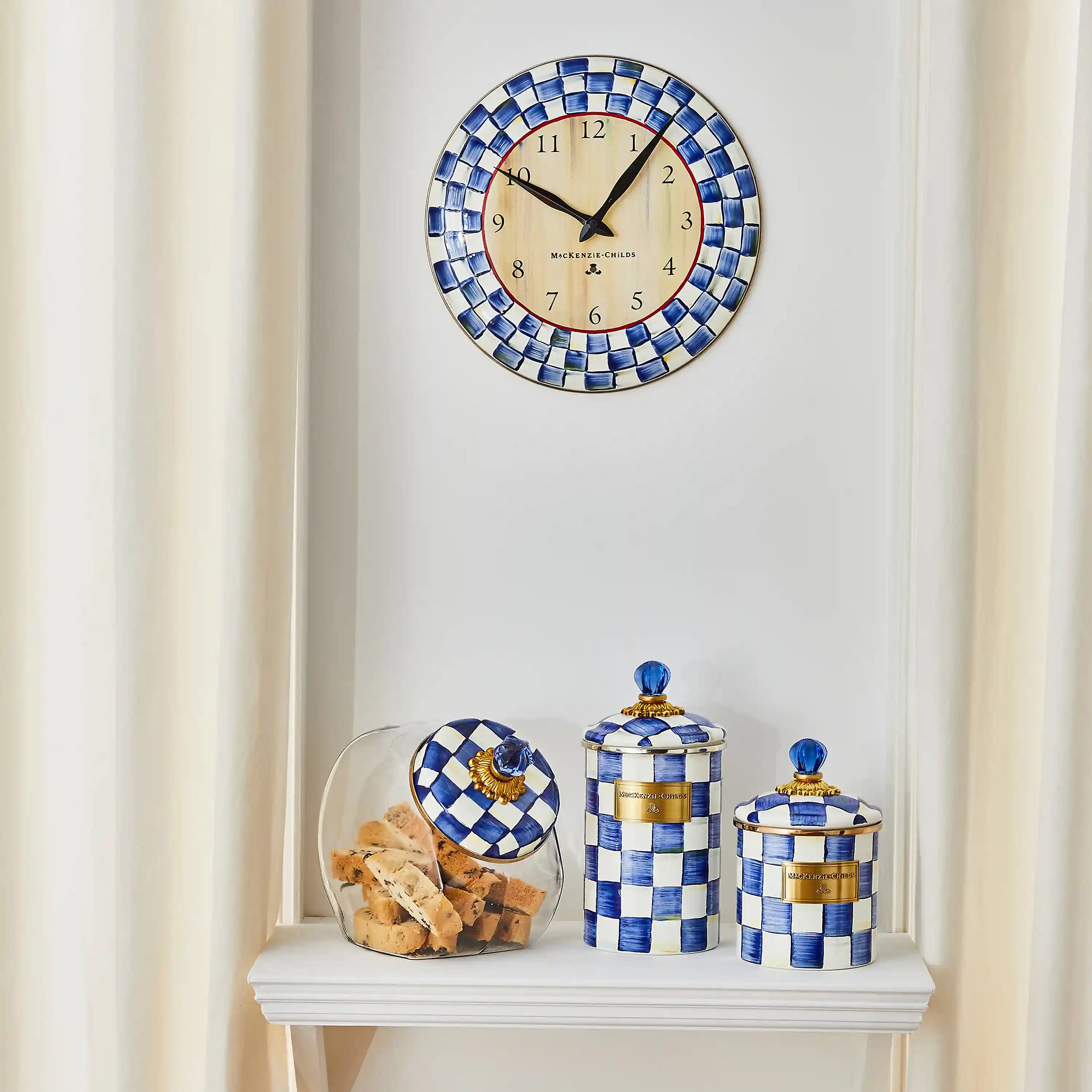 Violet Check Wall Clock