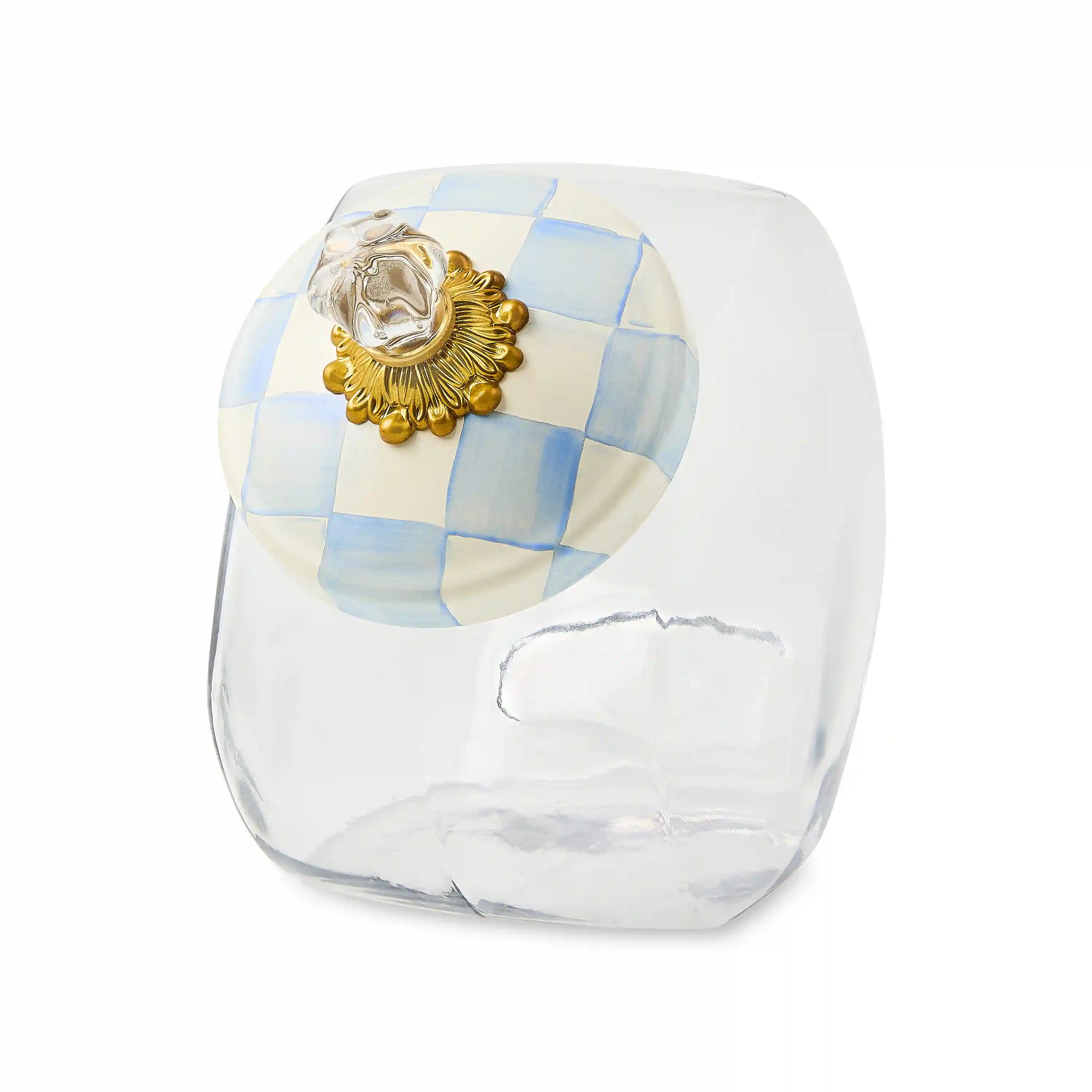 Cookie Jar with Violet Check Lid