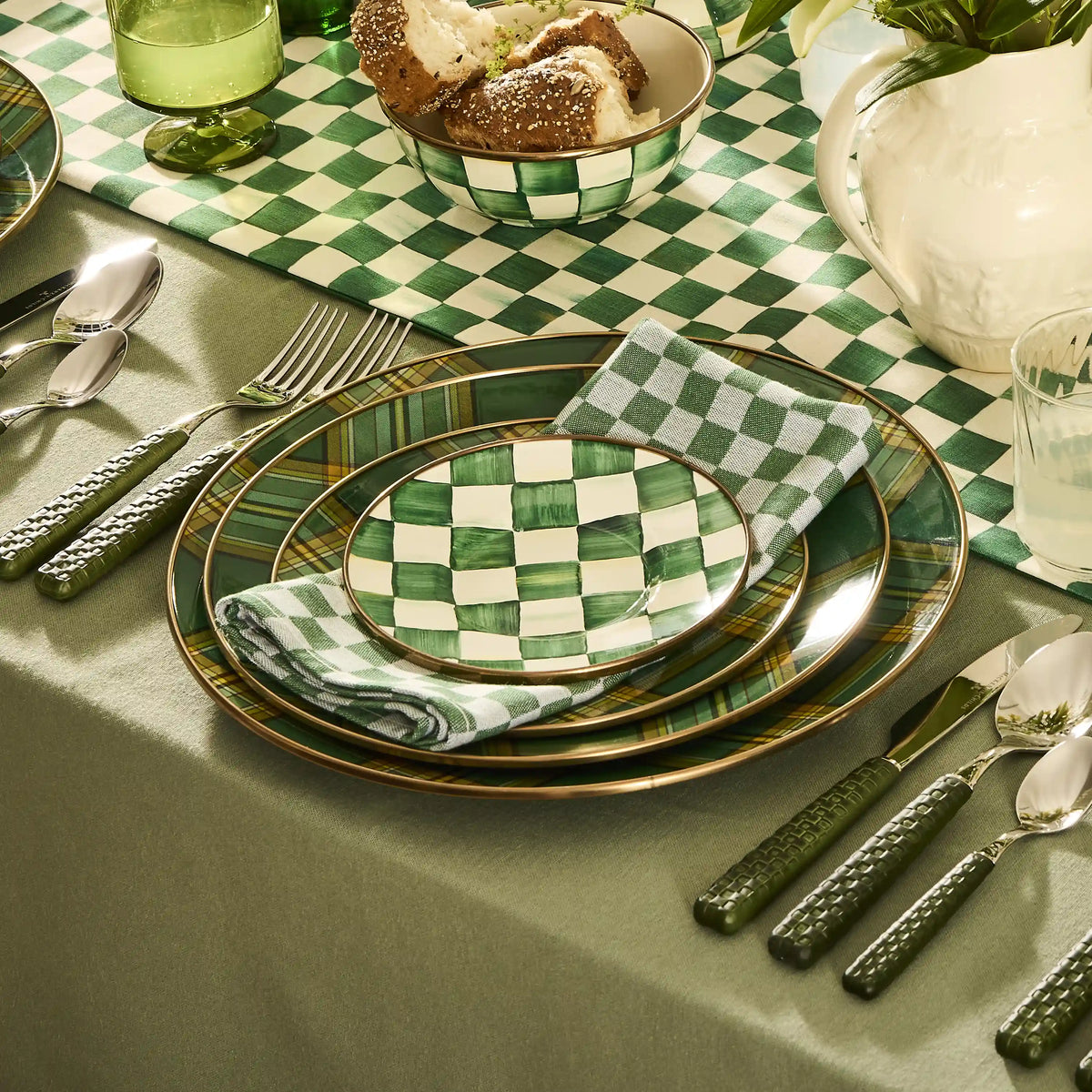 Mocha Check Appetizer Plates, Set of 4