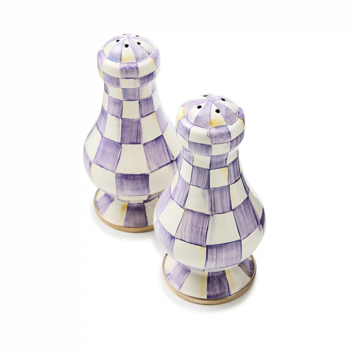 Emerald Check Large Salt & Pepper Shakers