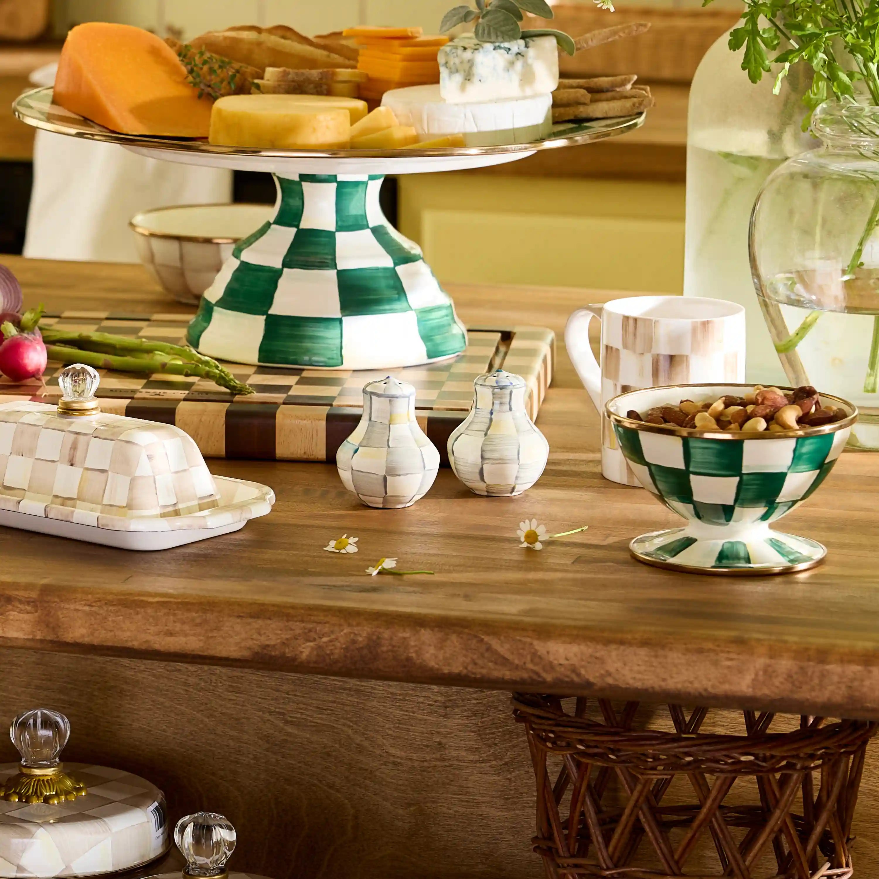 Sterling Check Salt & Pepper Shakers
