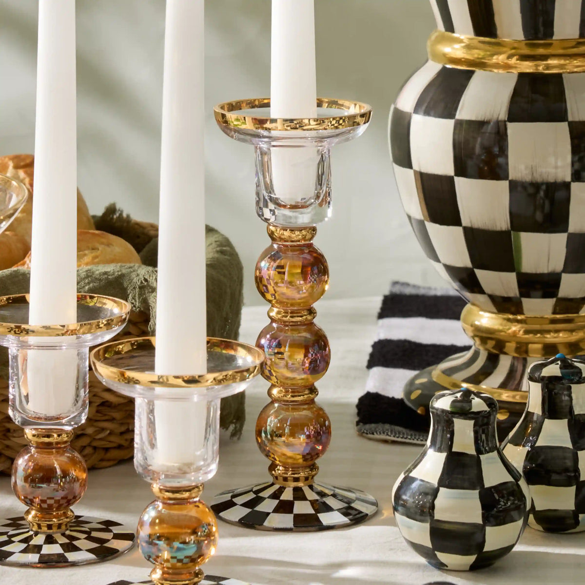 Courtly Check Small Glass Candlestick
