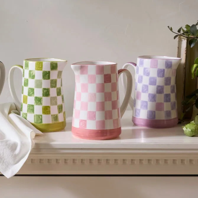 Pink Check Pitcher