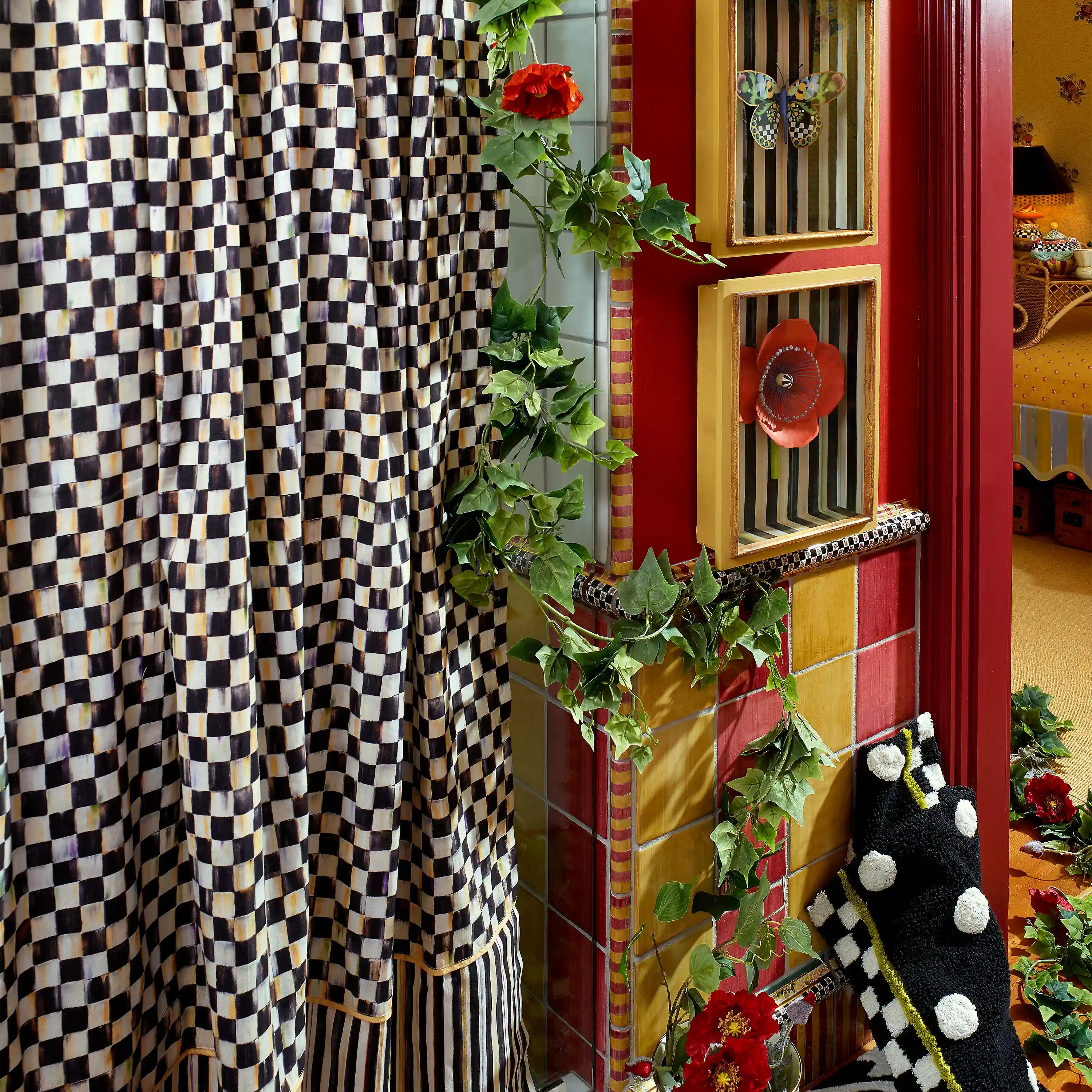 Violet Check Shower Curtain