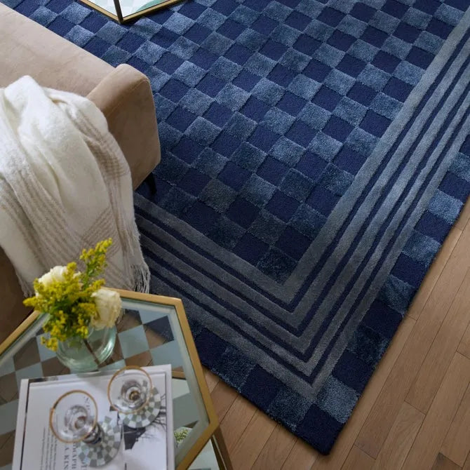 Indigo Blue Tonal Check 8' x 10' Rug