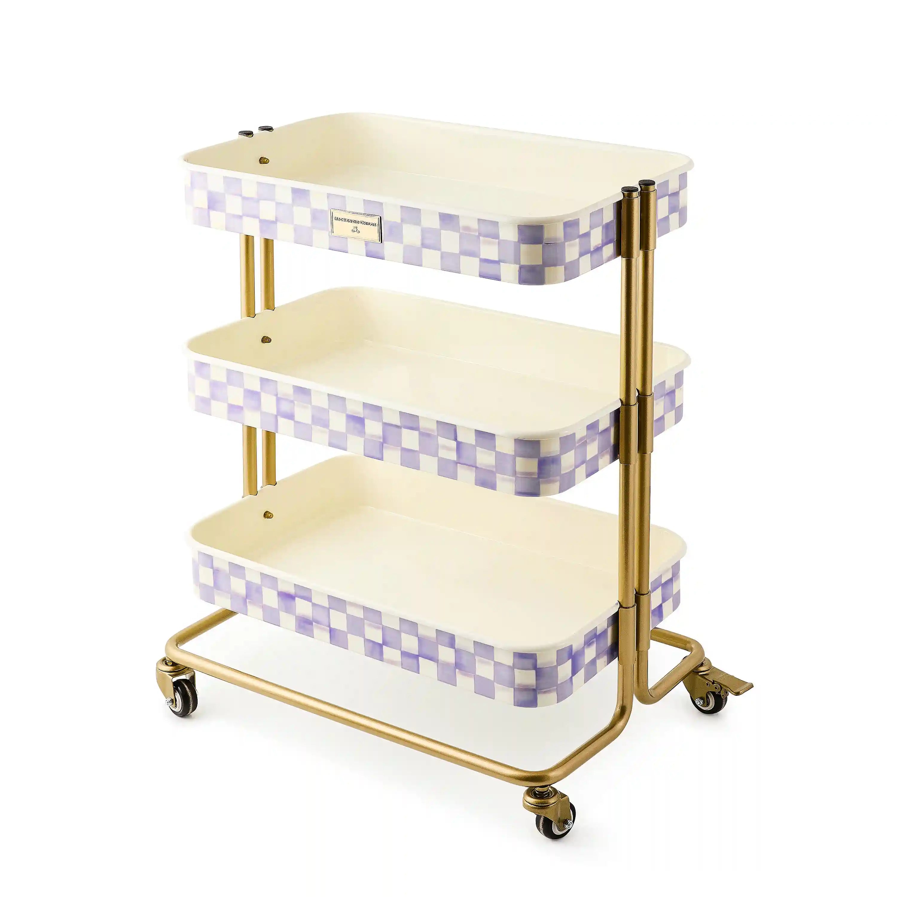 Mocha Check 2-Tier Kitchen Cart