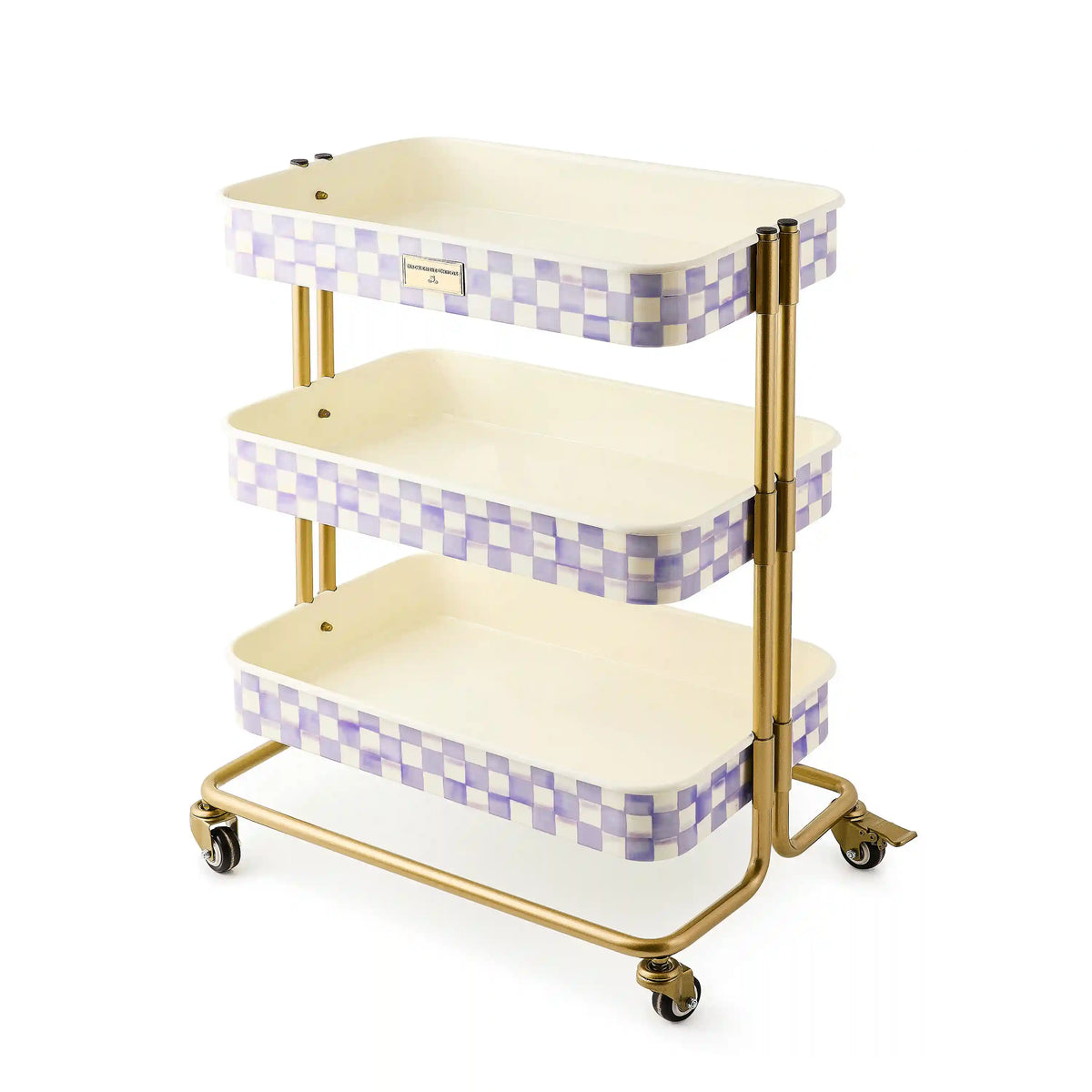 Mocha Check 3-Tier Kitchen Cart