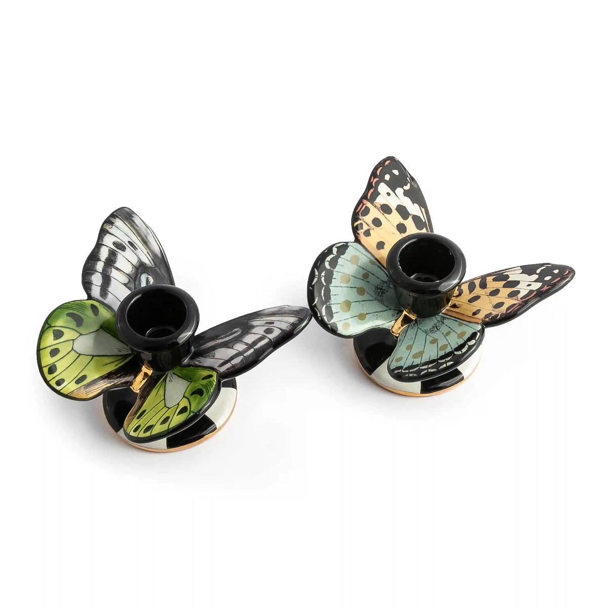 Courtly Check Butterfly Candle Holders, Set of 2