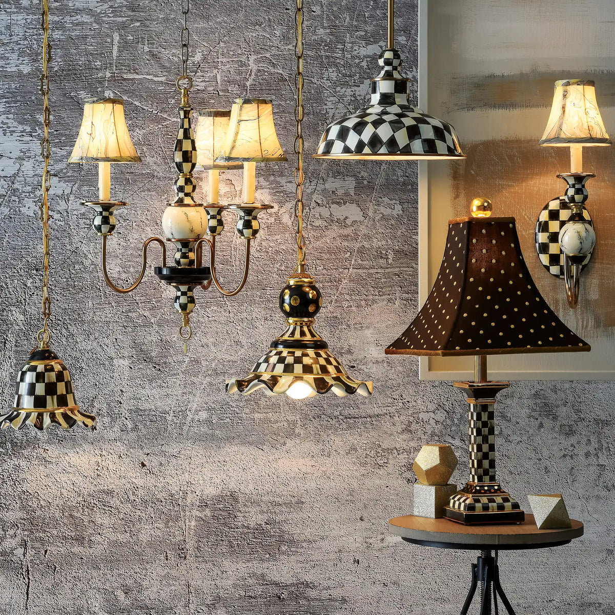 Courtly Check Medium Ceramic Pendant Lamp