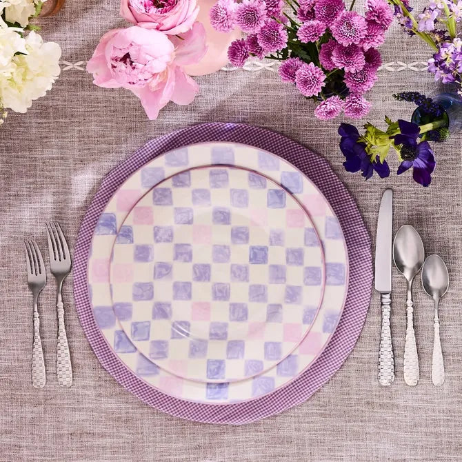 Lilac Check Dinner Plate