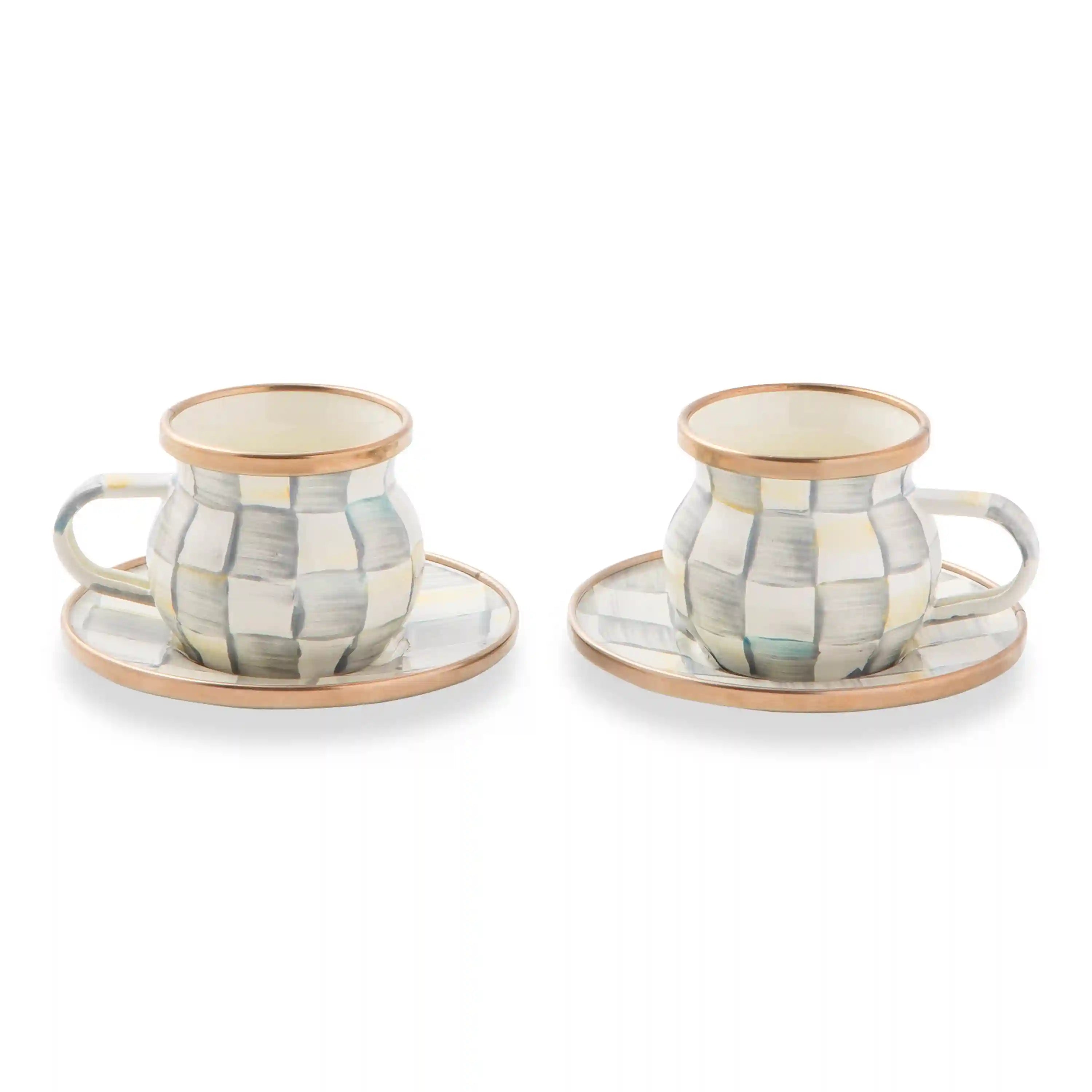 Sterling Check Espresso Cup & Saucer Set
