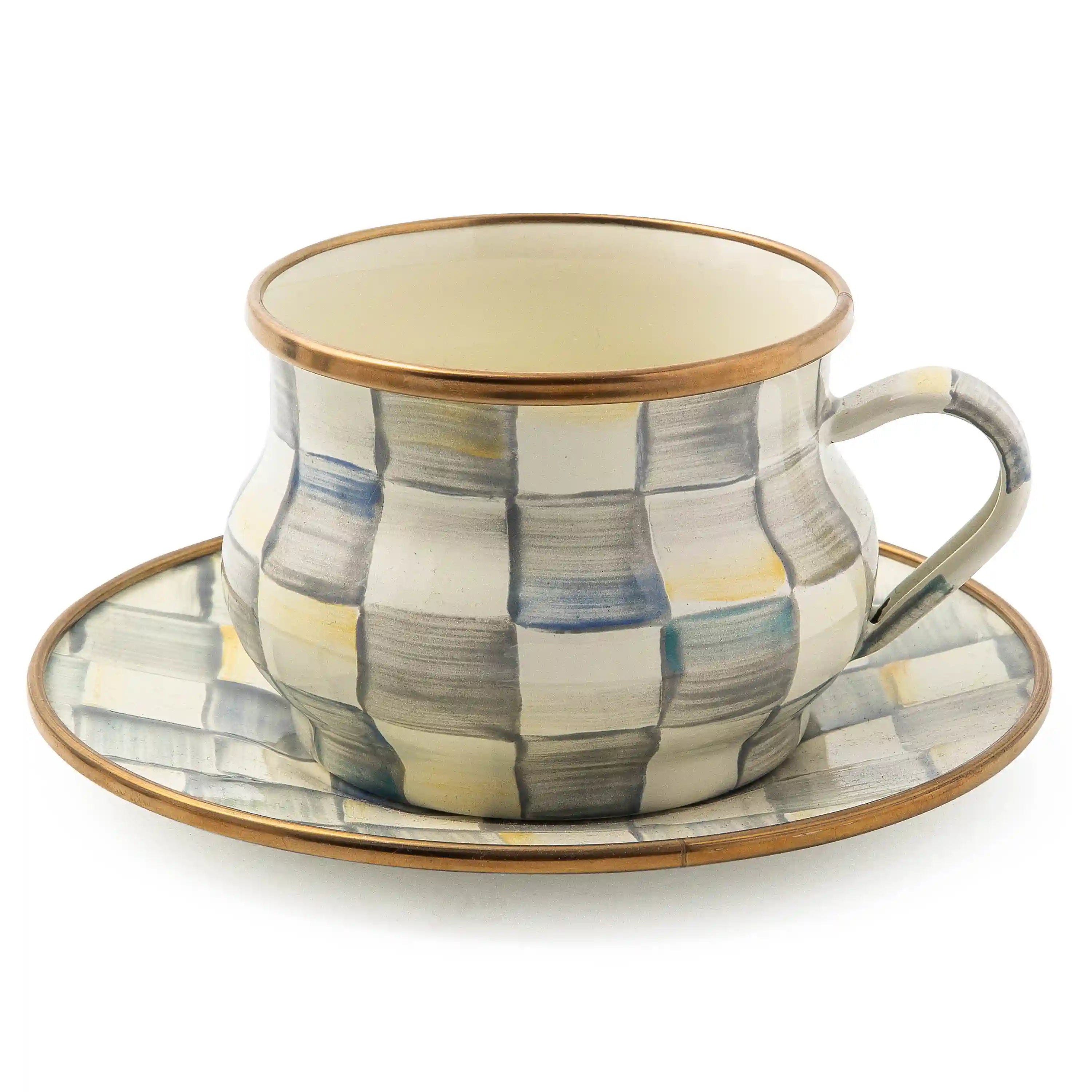 Mocha Check Saucer