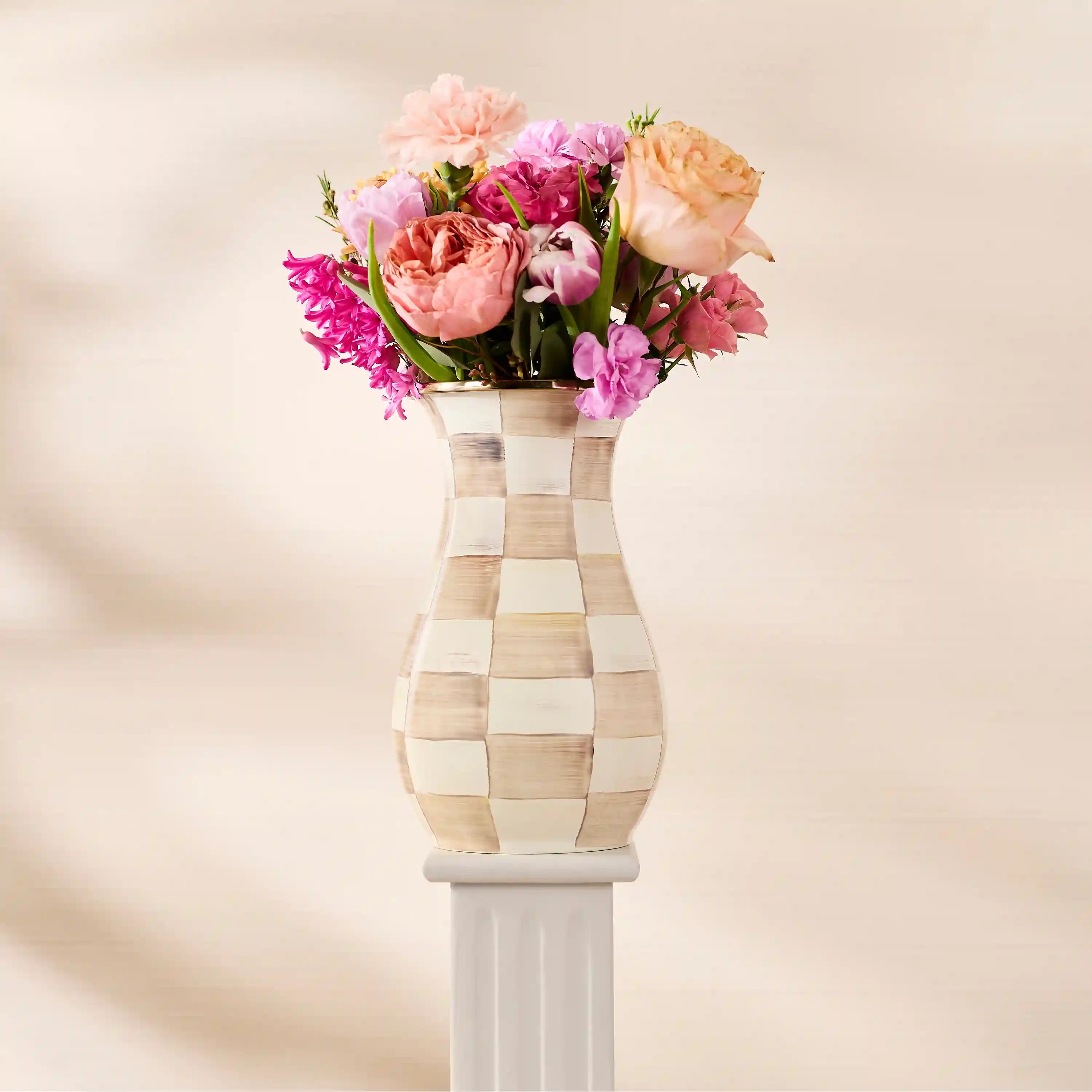 Sterling Check Tall Vase