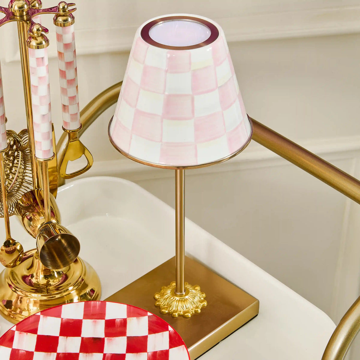 Sterling Check LED Rechargeable Cafe Table Lamp