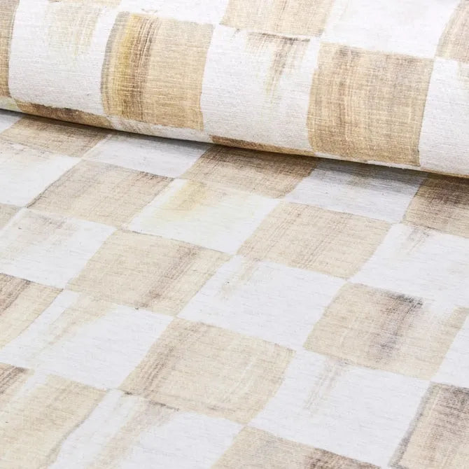 Mocha Checkered 2'6" x 10' Washable Runner