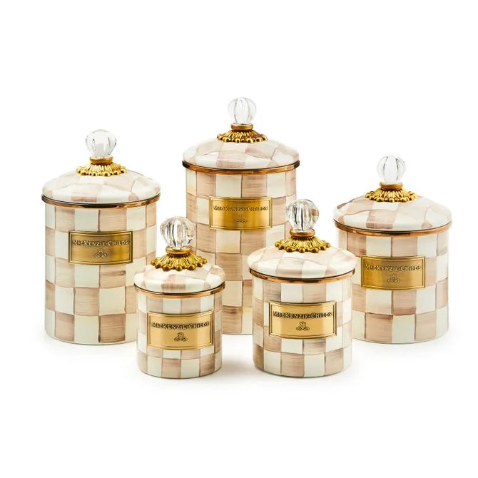 Mocha Check Small Canister